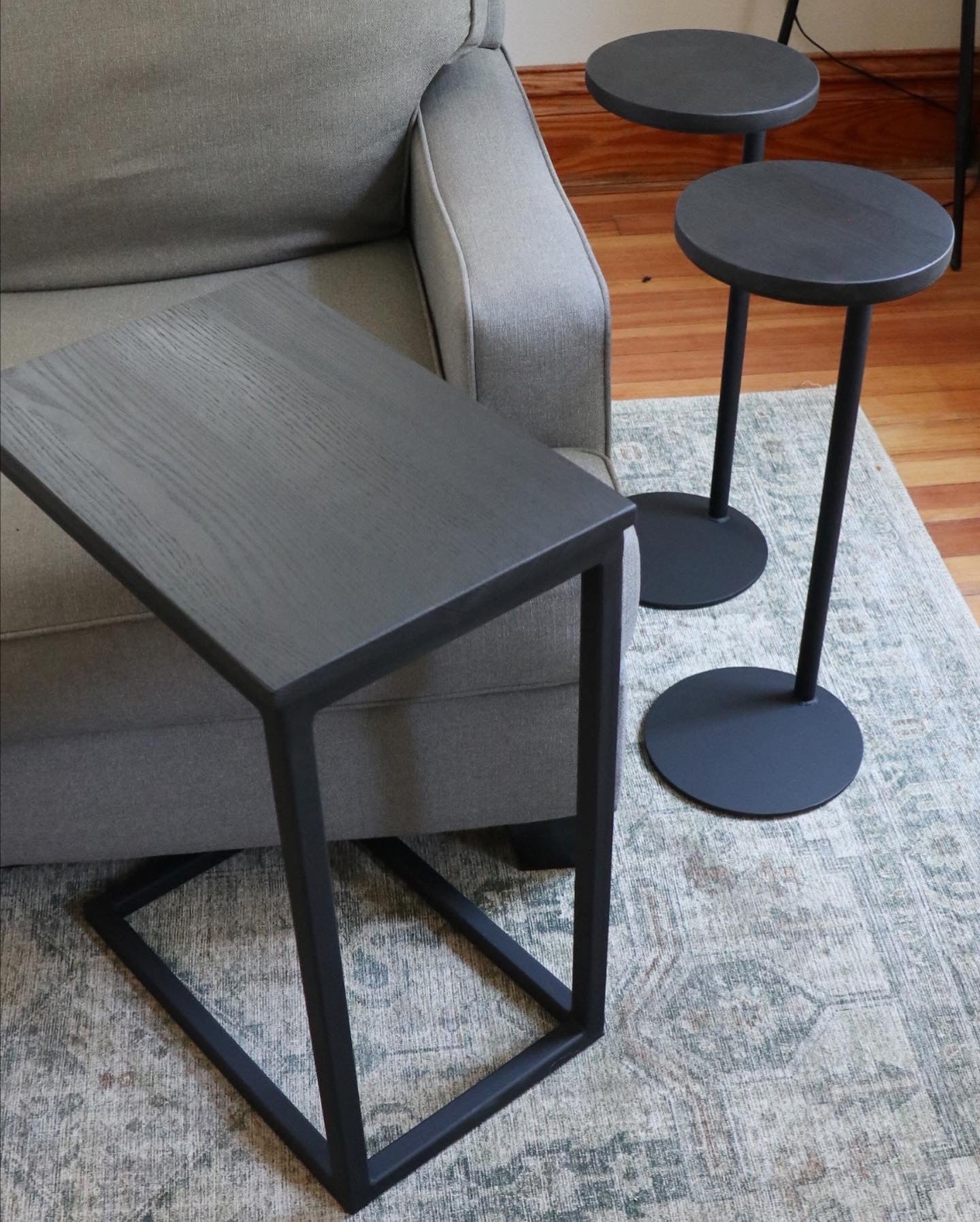 Round Black Ash Side Table