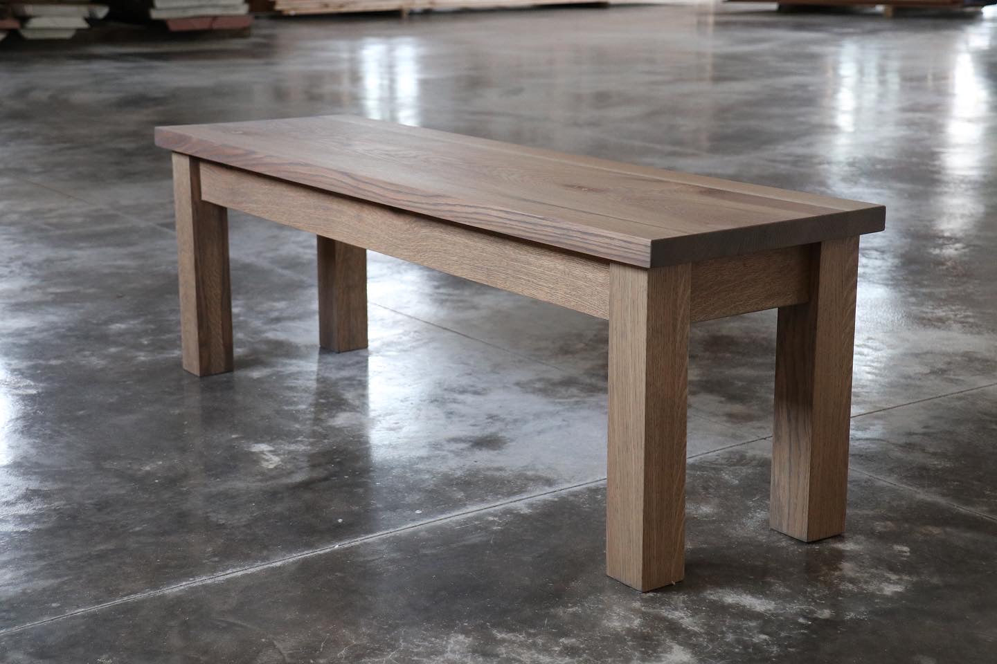 Solid White Oak Farmhouse Style Dining Table with Bench