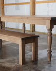 Solid White Oak Farmhouse Style Dining Table with Bench