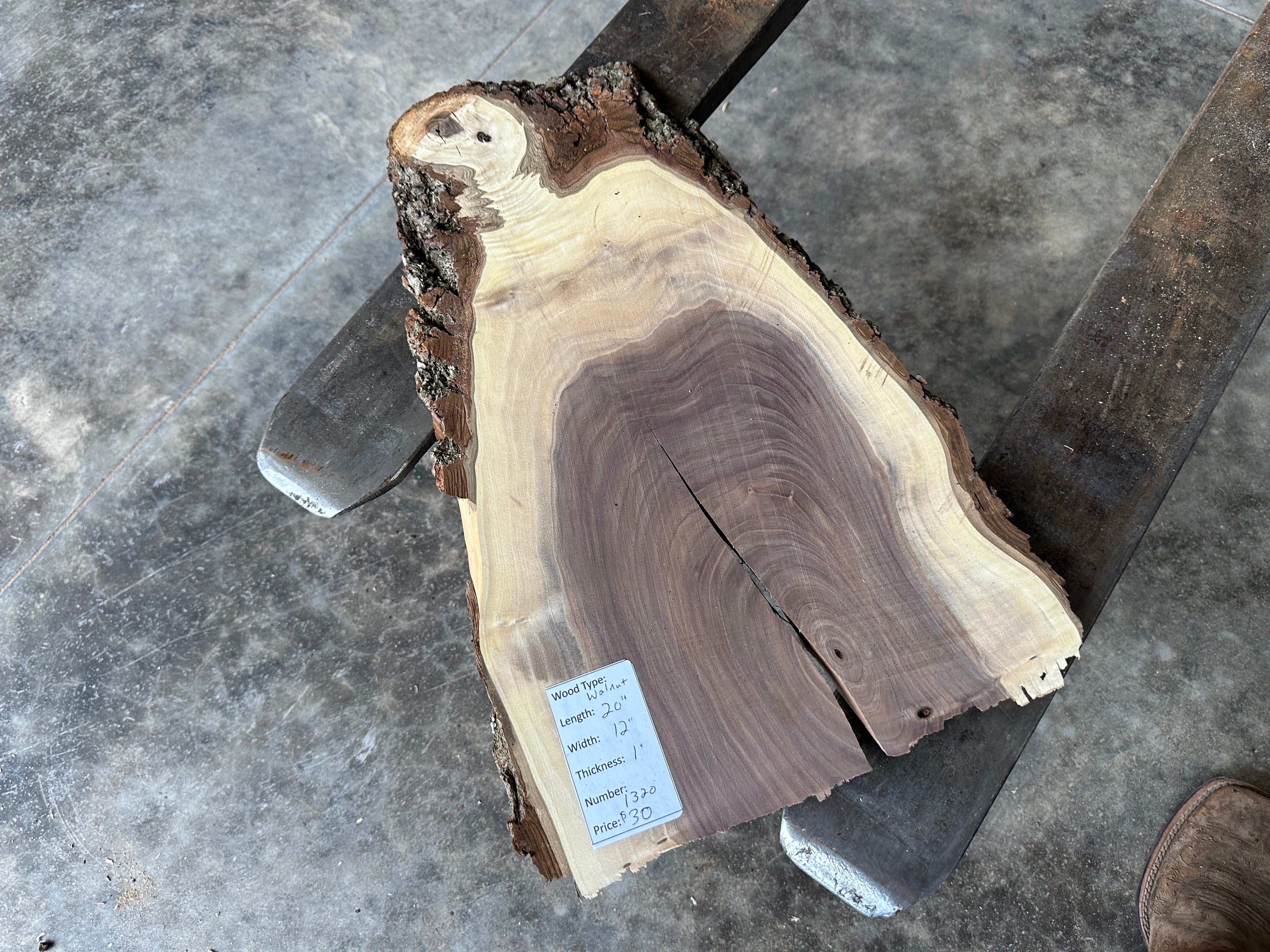 Live Edge Slab Wood Walnut with White Resin Fill