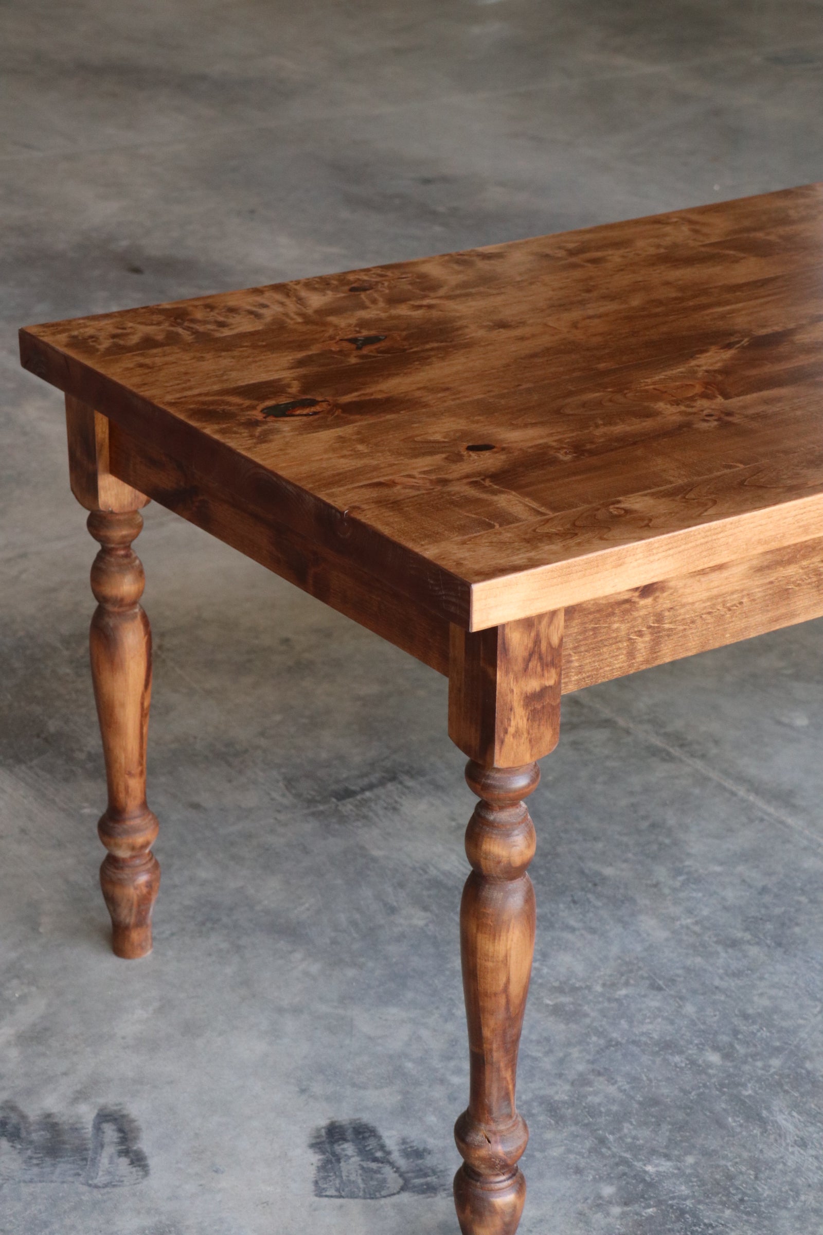 Alder Farmhouse Dining Table with 3" Narrow Legs - IN STOCK