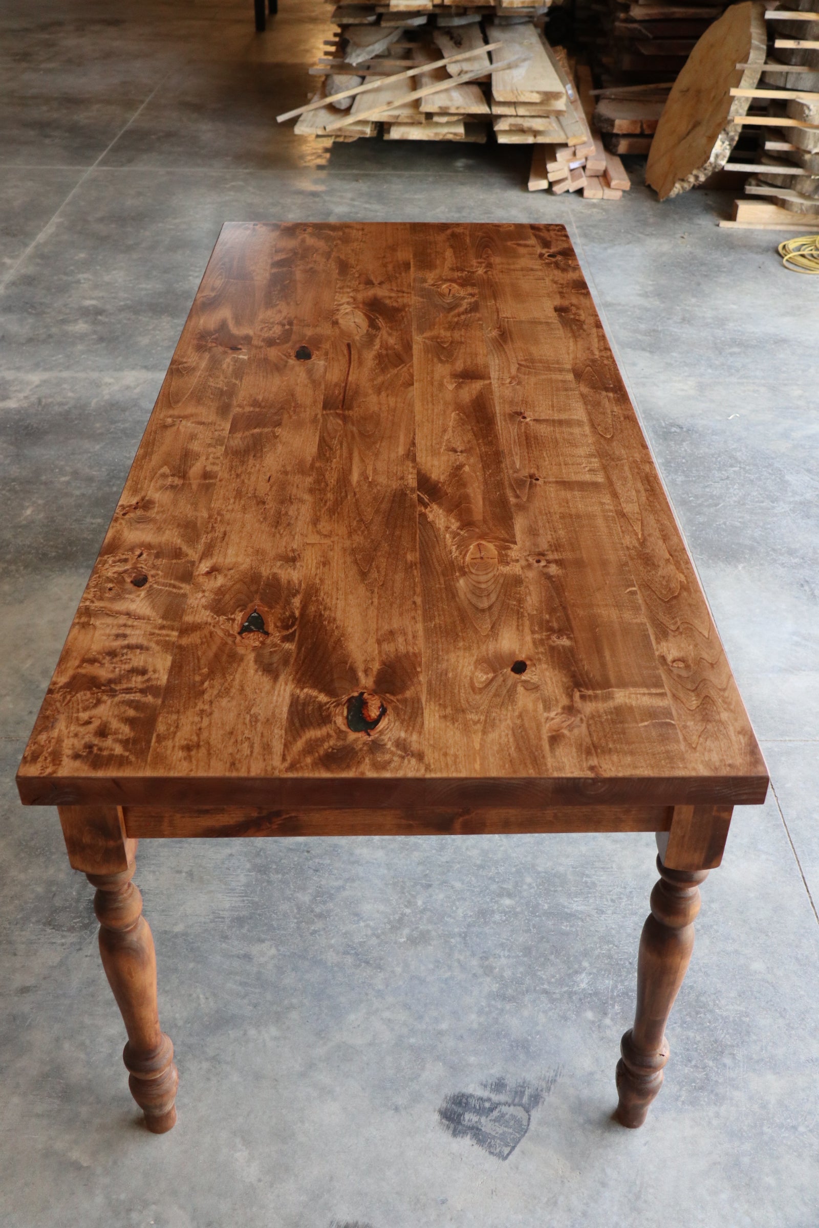 Alder Farmhouse Dining Table with 3" Narrow Legs - IN STOCK