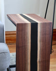 Walnut Waterfall C-table with Black epoxy river