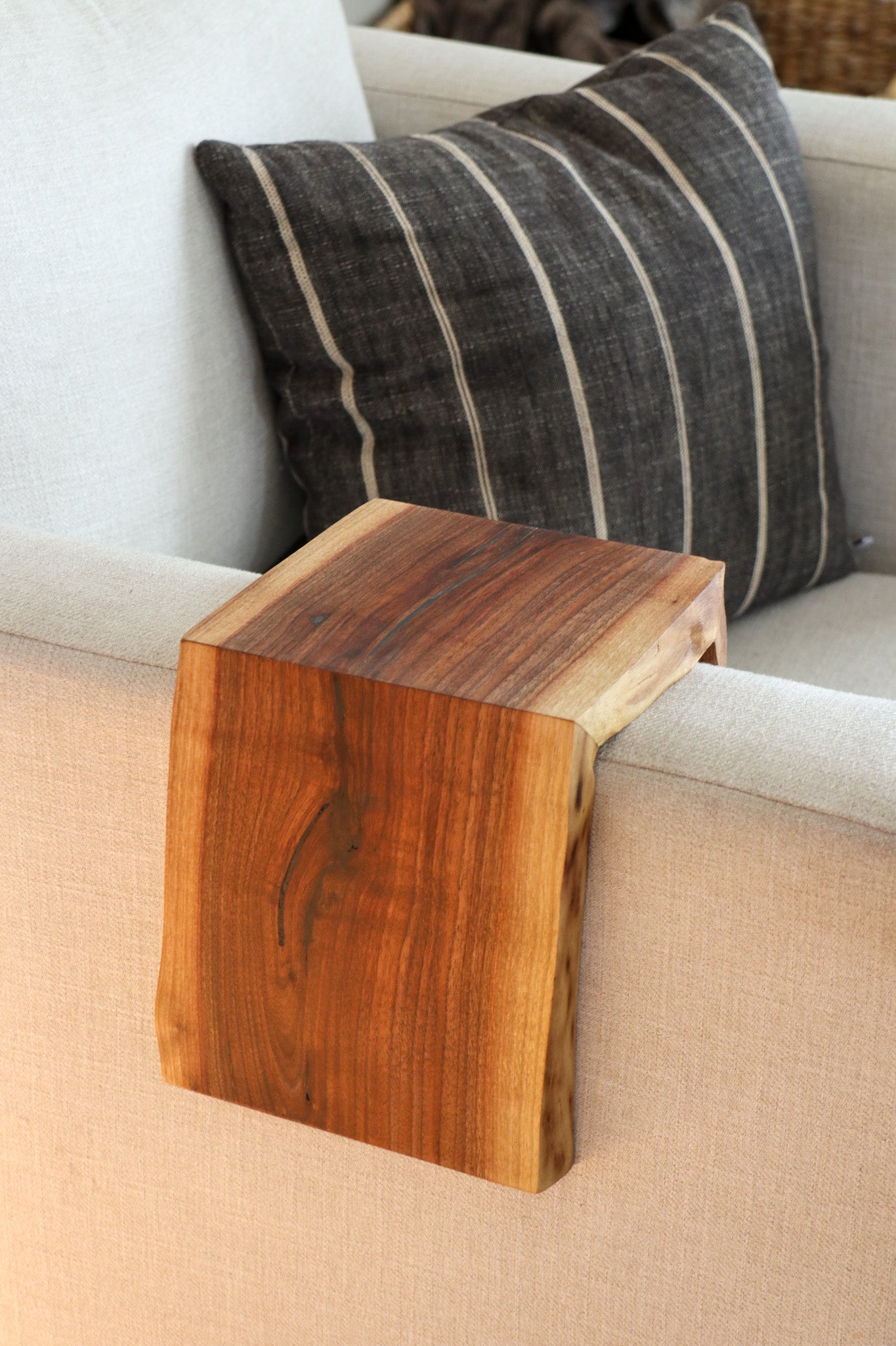 Live Edge 4" Walnut Wood Armrest Table, Coffee Table, Living Room Table (in stock)