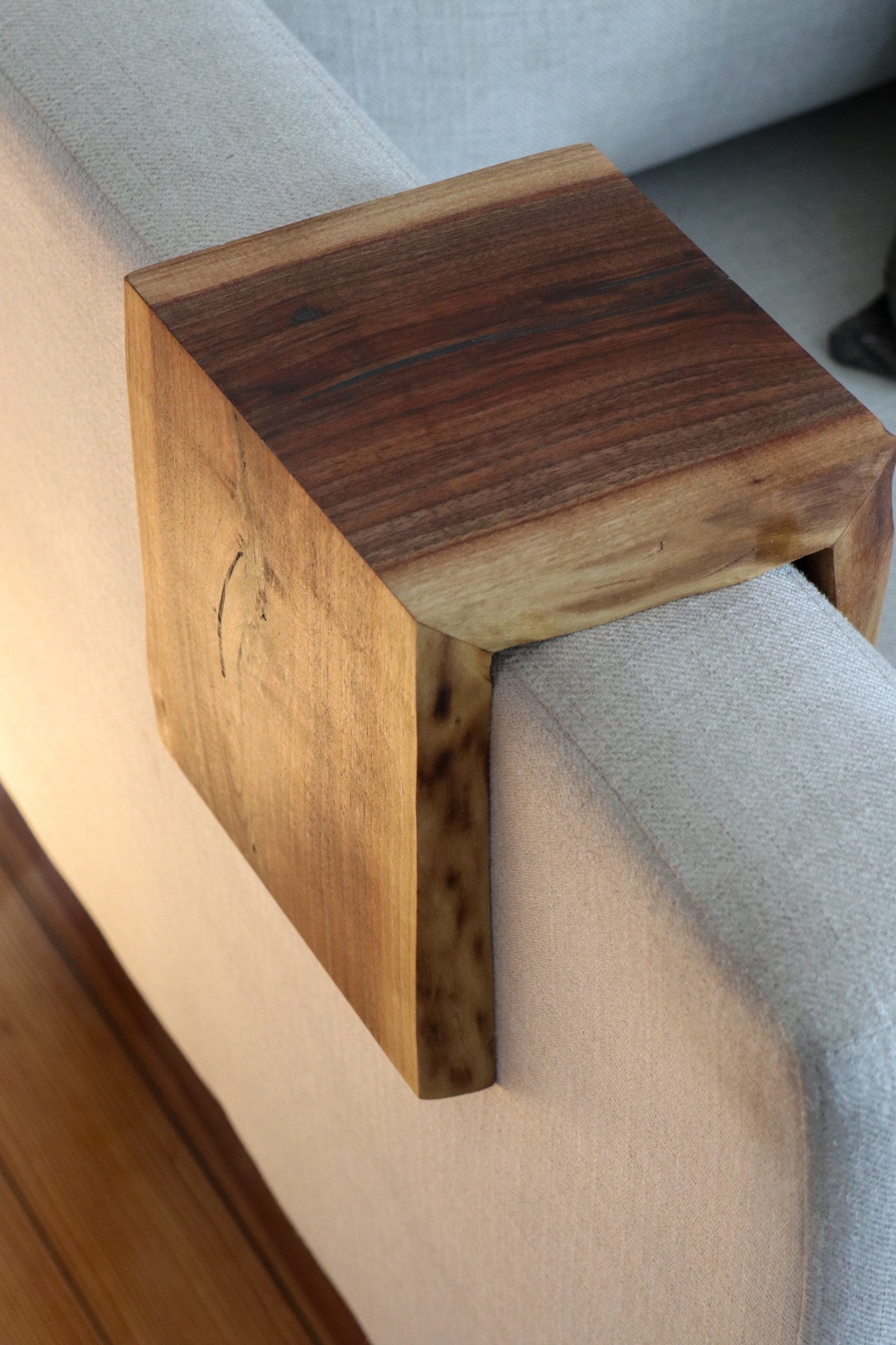 Live Edge 4" Walnut Wood Armrest Table, Coffee Table, Living Room Table (in stock)