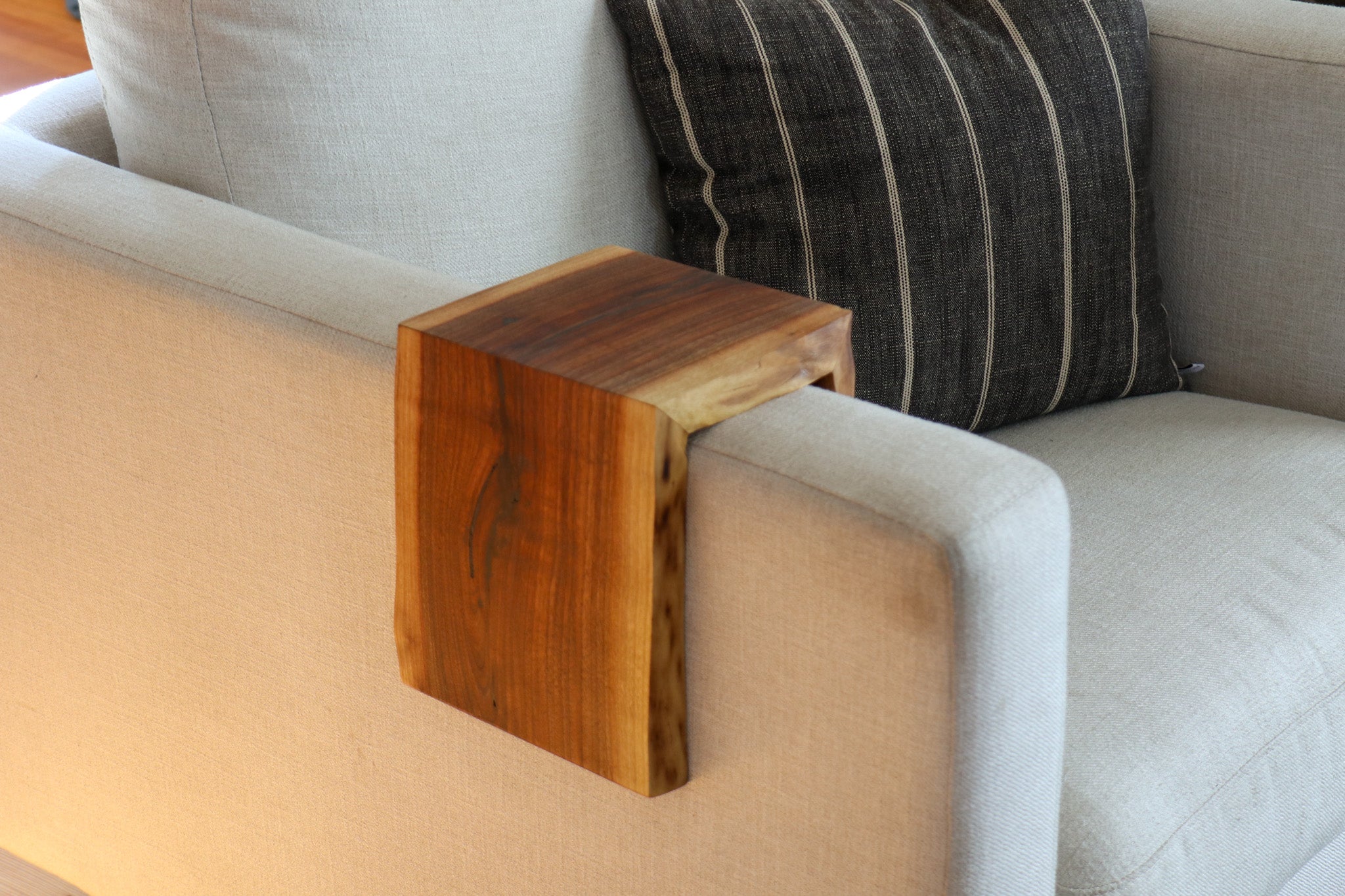 Live Edge 4" Walnut Wood Armrest Table, Coffee Table, Living Room Table (in stock)