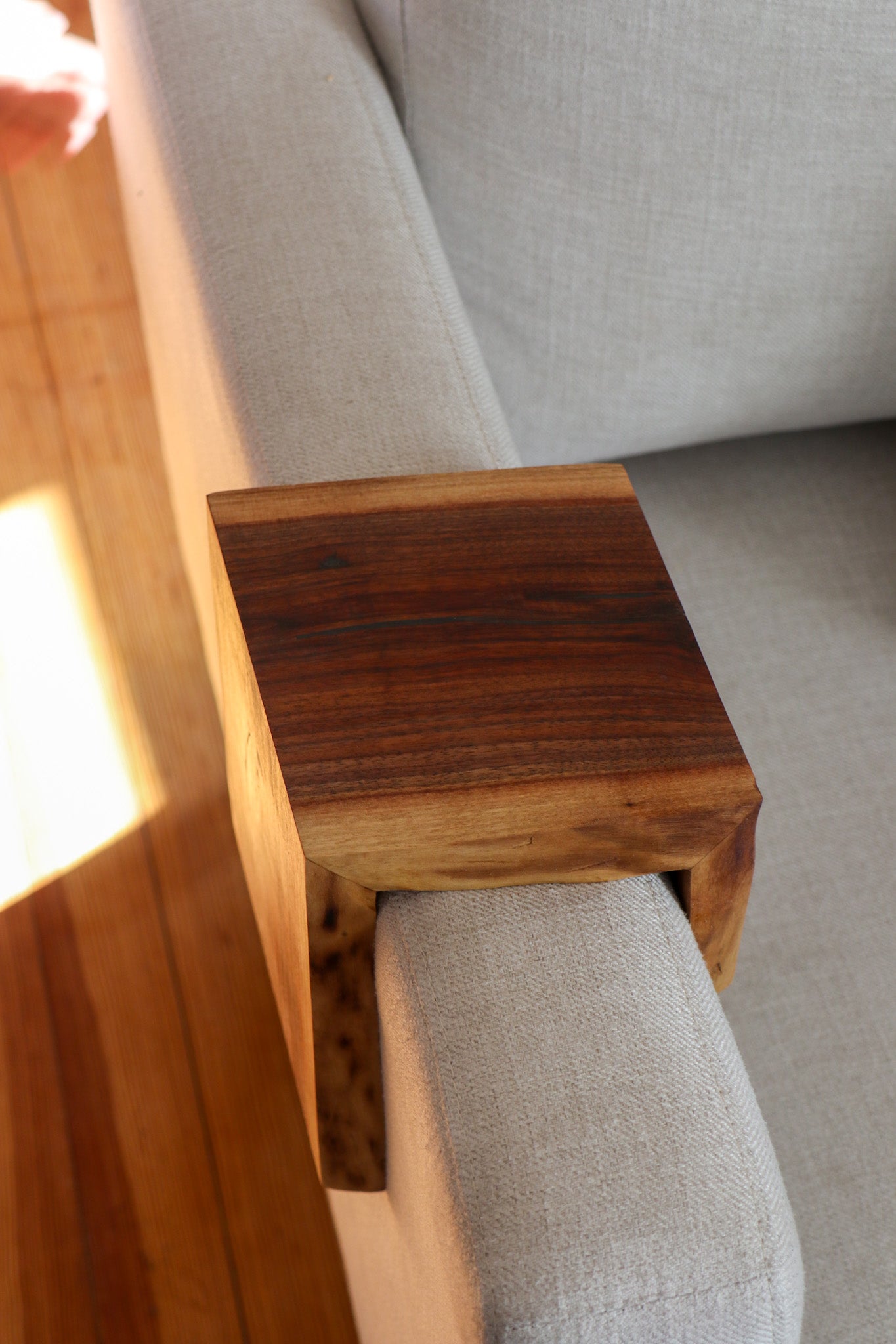 Live Edge 4" Walnut Wood Armrest Table, Coffee Table, Living Room Table (in stock)