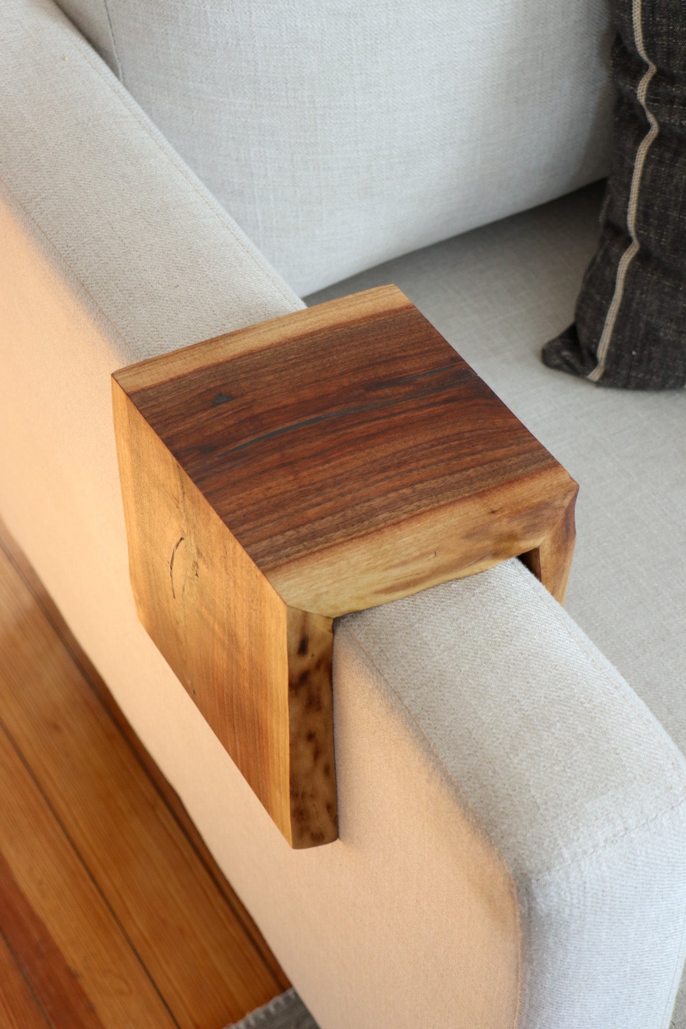 Live Edge 4" Walnut Wood Armrest Table, Coffee Table, Living Room Table (in stock)
