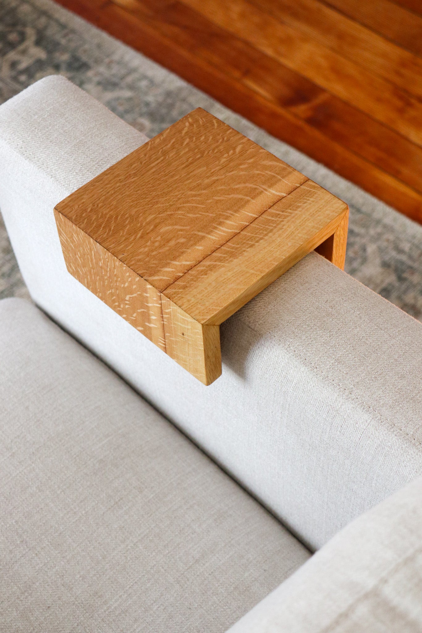 5" Quartersawn White Oak Wood Armrest Table, Coffee Table, Living Room Table (in stock)