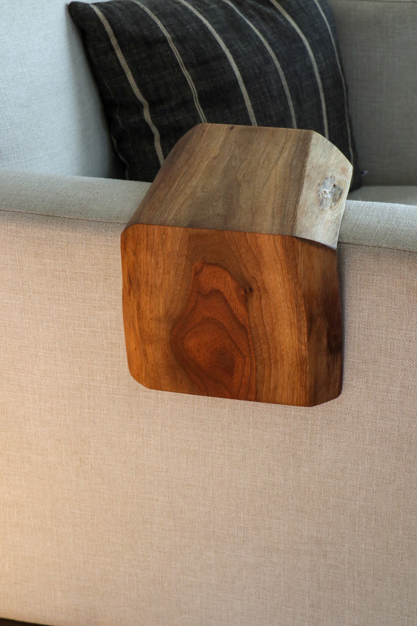 Live Edge 6" Walnut Wood Armrest Table, Coffee Table, Living Room Table (in stock)