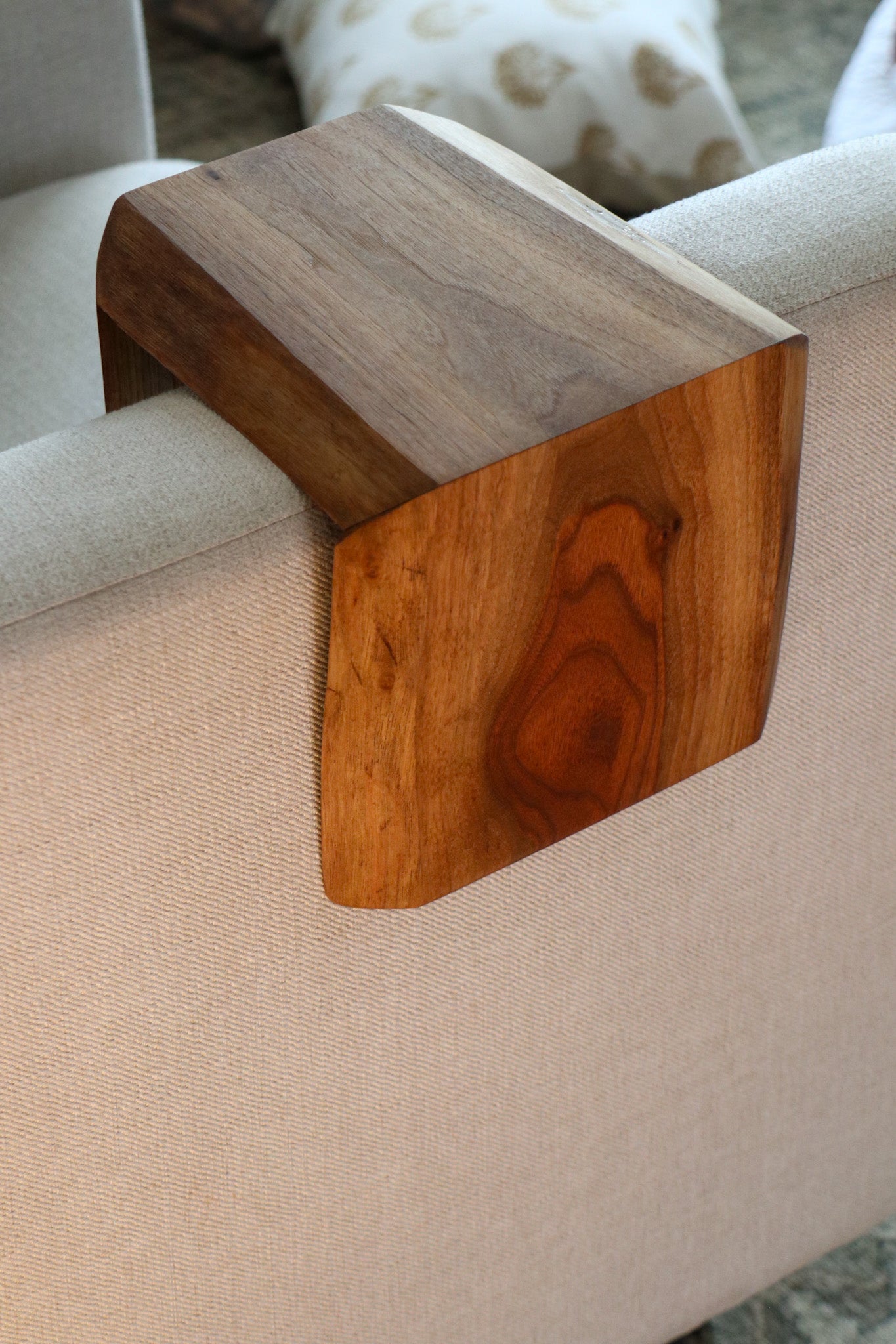 Live Edge 6" Walnut Wood Armrest Table, Coffee Table, Living Room Table (in stock)