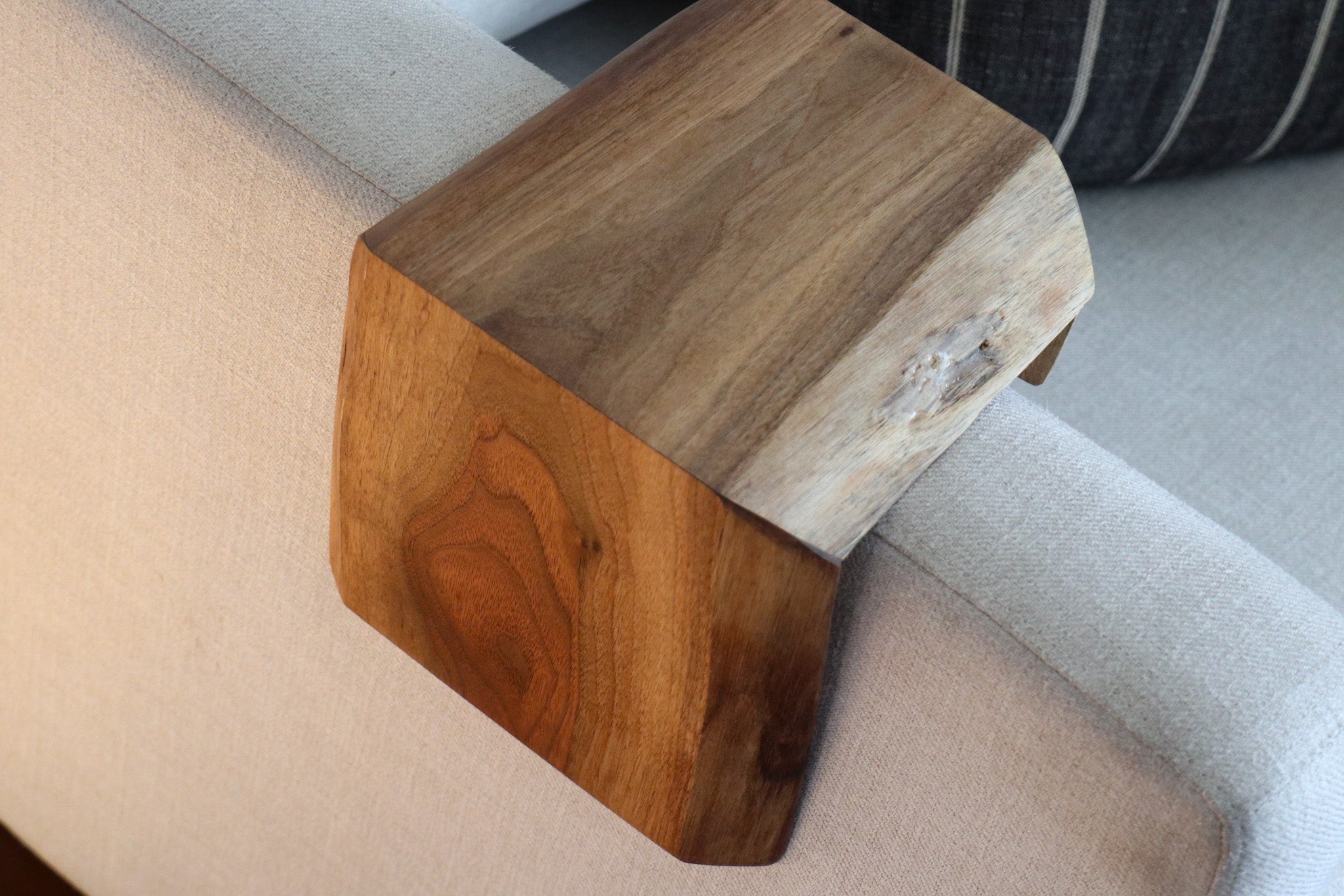 Live Edge 6" Walnut Wood Armrest Table, Coffee Table, Living Room Table (in stock)