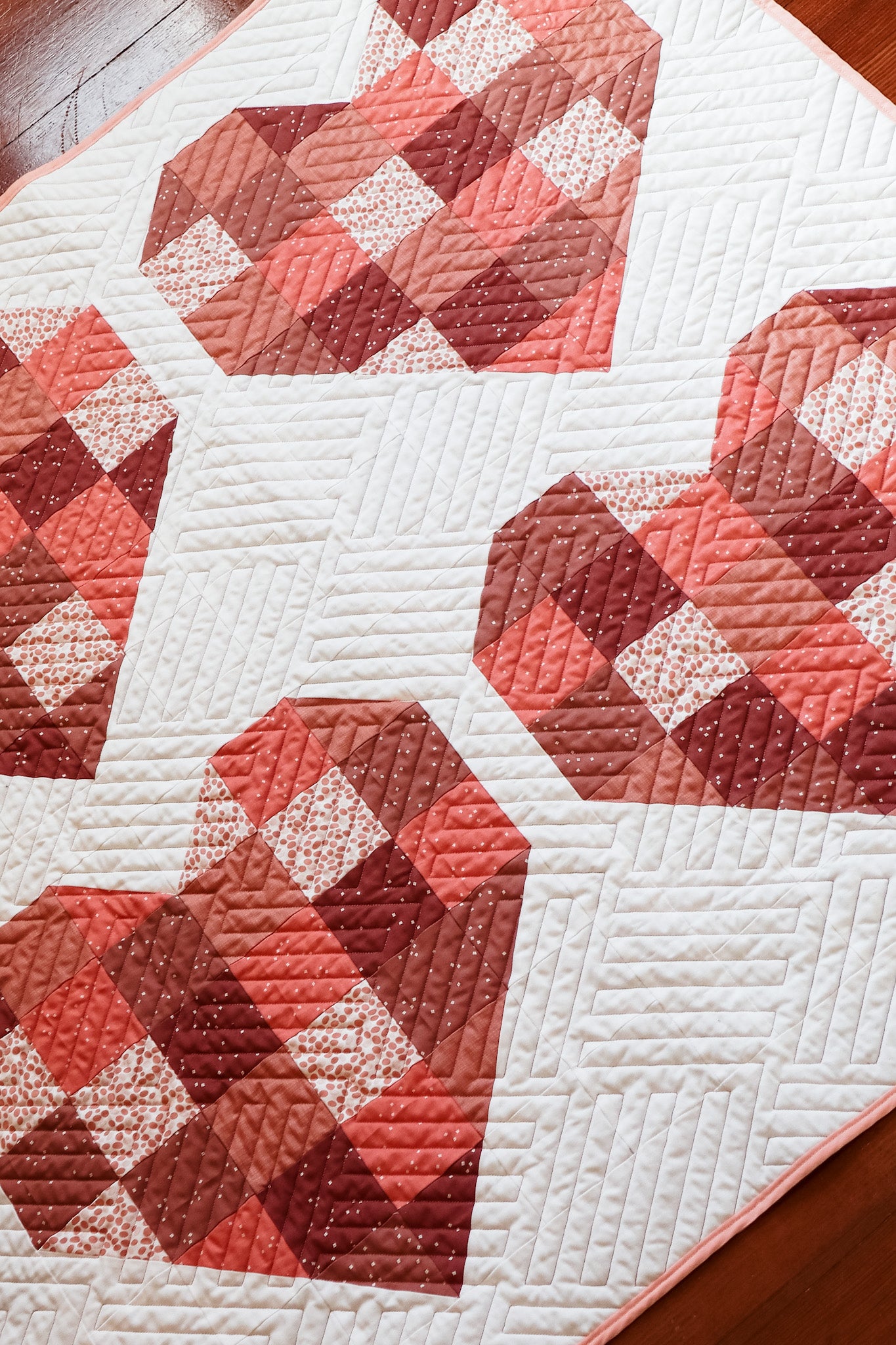 Modern Handmade Baby Quilt - Scrappy Hearts Quilt