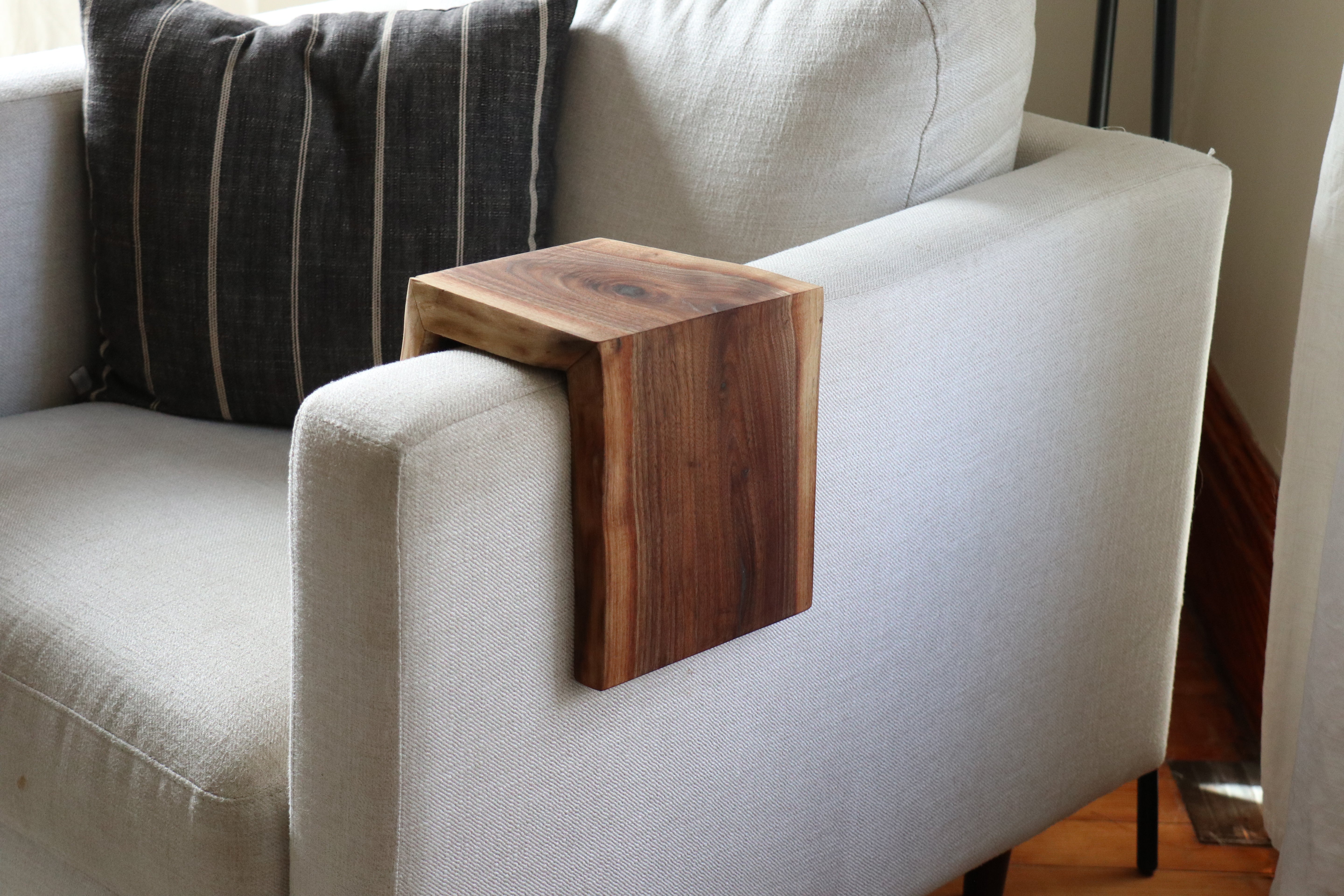 4" Live Edge Waterfall Walnut Armrest Table, Coffee Table, Living Room Table (in stock)