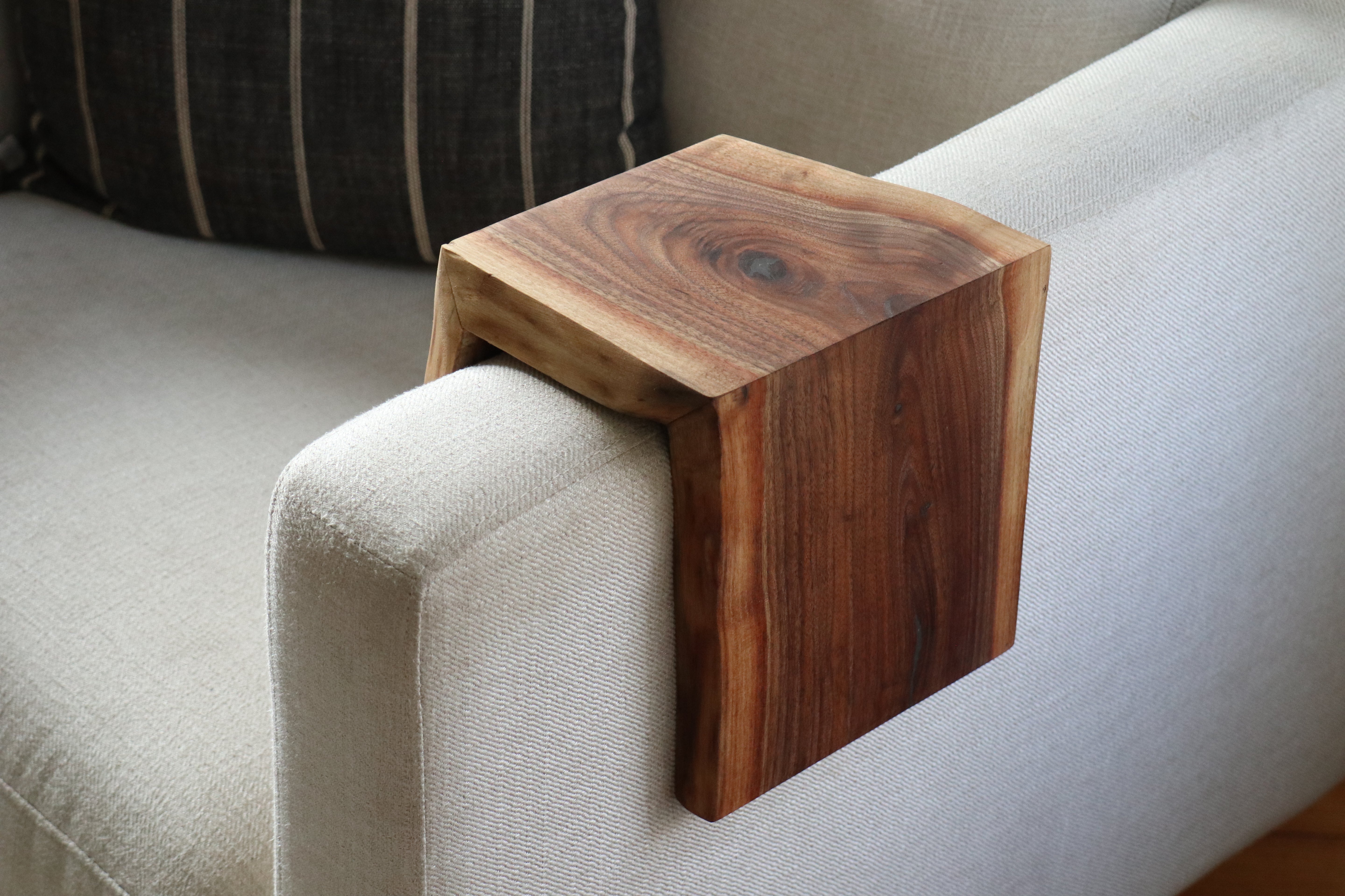 4" Live Edge Waterfall Walnut Armrest Table, Coffee Table, Living Room Table (in stock)