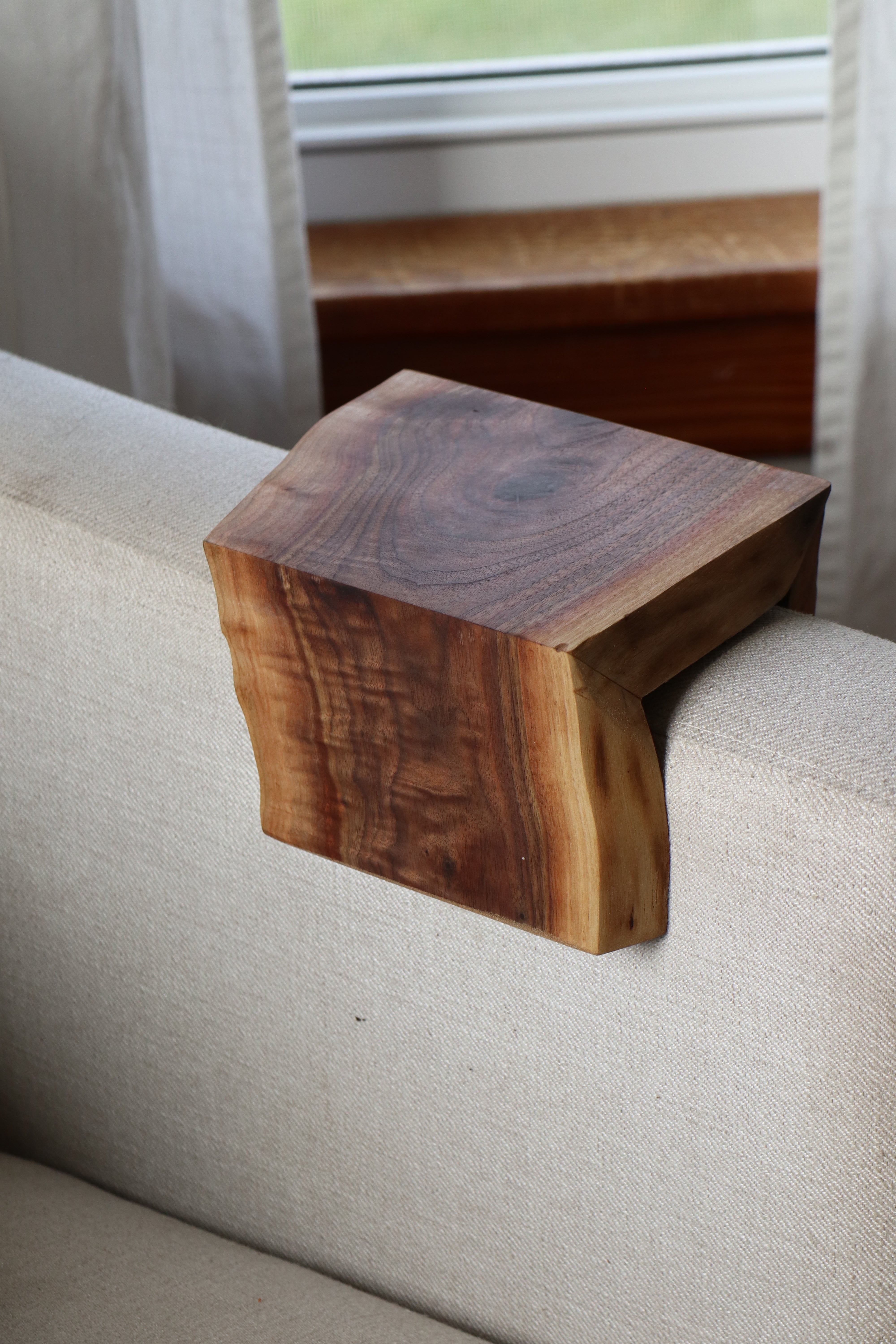 4" Live Edge Waterfall Walnut Armrest Table, Coffee Table, Living Room Table (in stock)