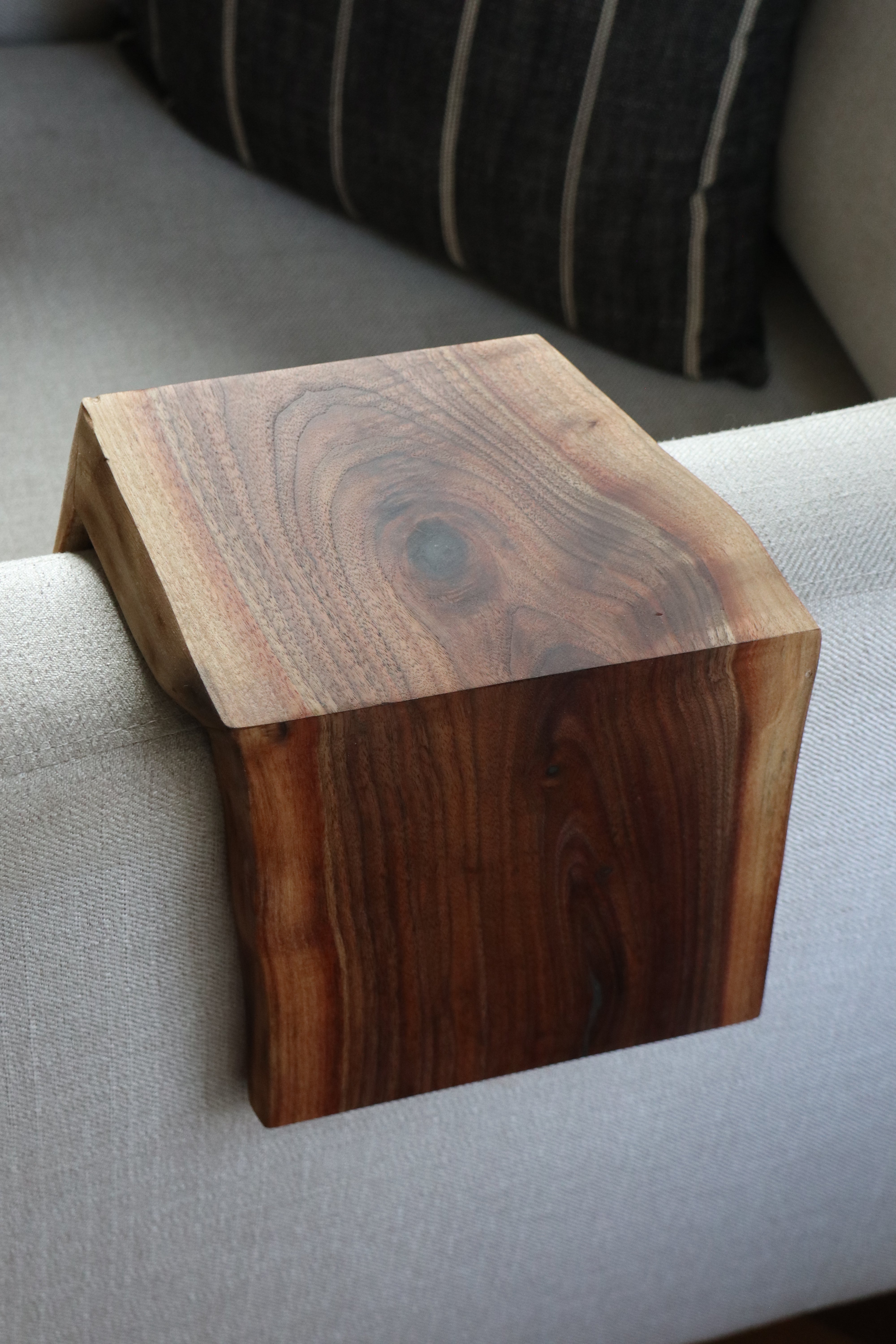 4" Live Edge Waterfall Walnut Armrest Table, Coffee Table, Living Room Table (in stock)