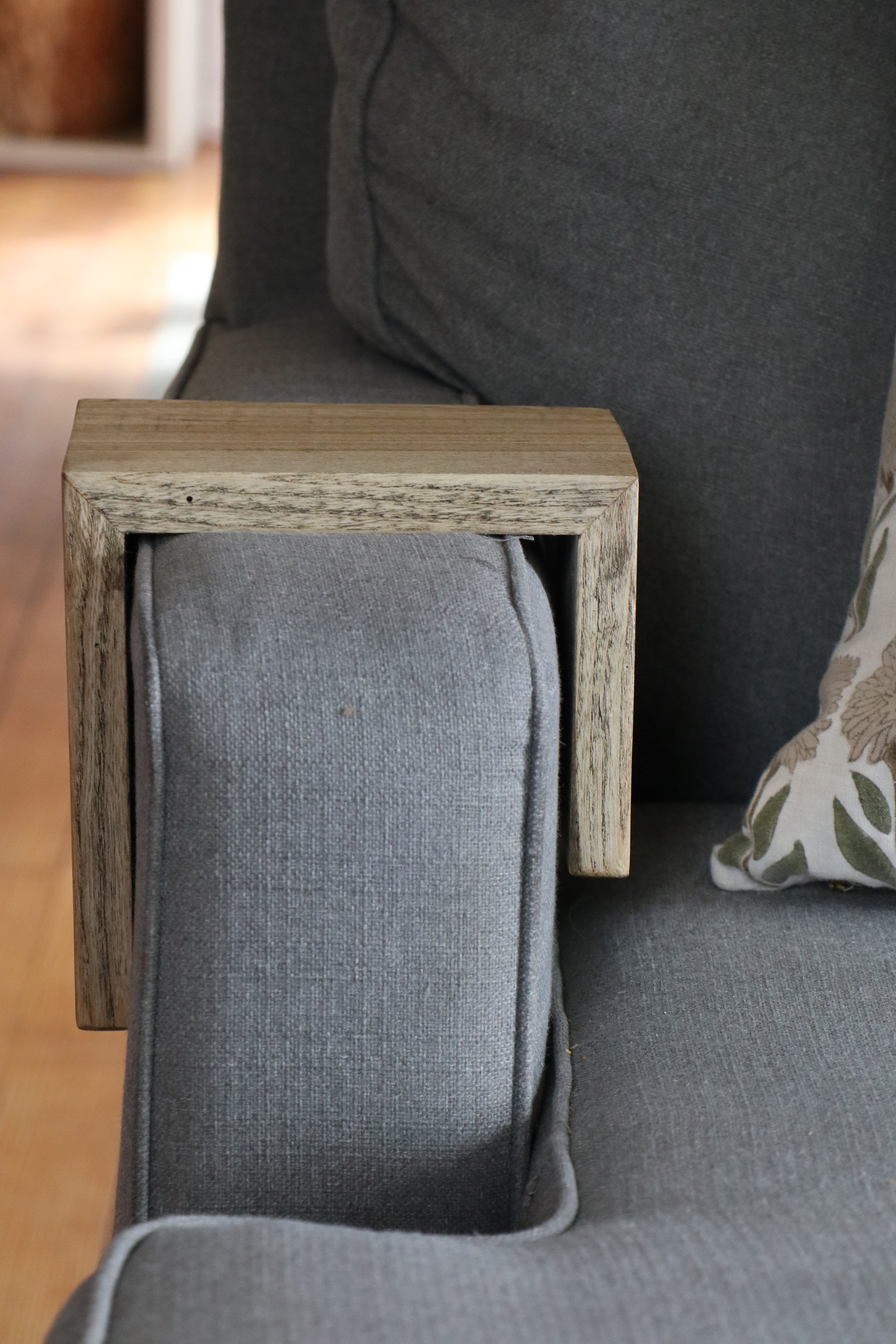 6" Hackberry Wood Armrest Table with walnut stain, Coffee Table, Living Room Table (in stock)