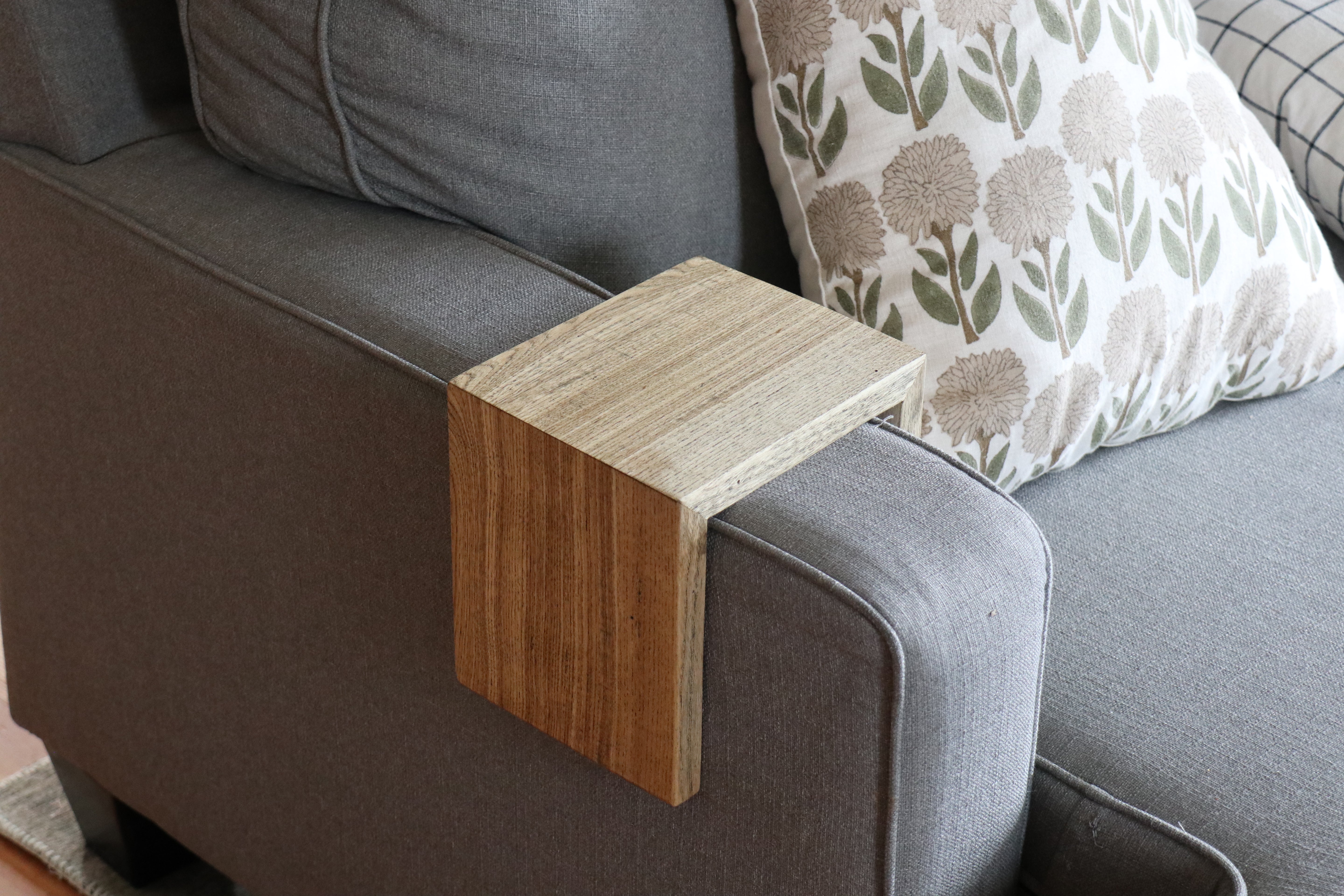 6" Hackberry Wood Armrest Table with walnut stain, Coffee Table, Living Room Table (in stock)