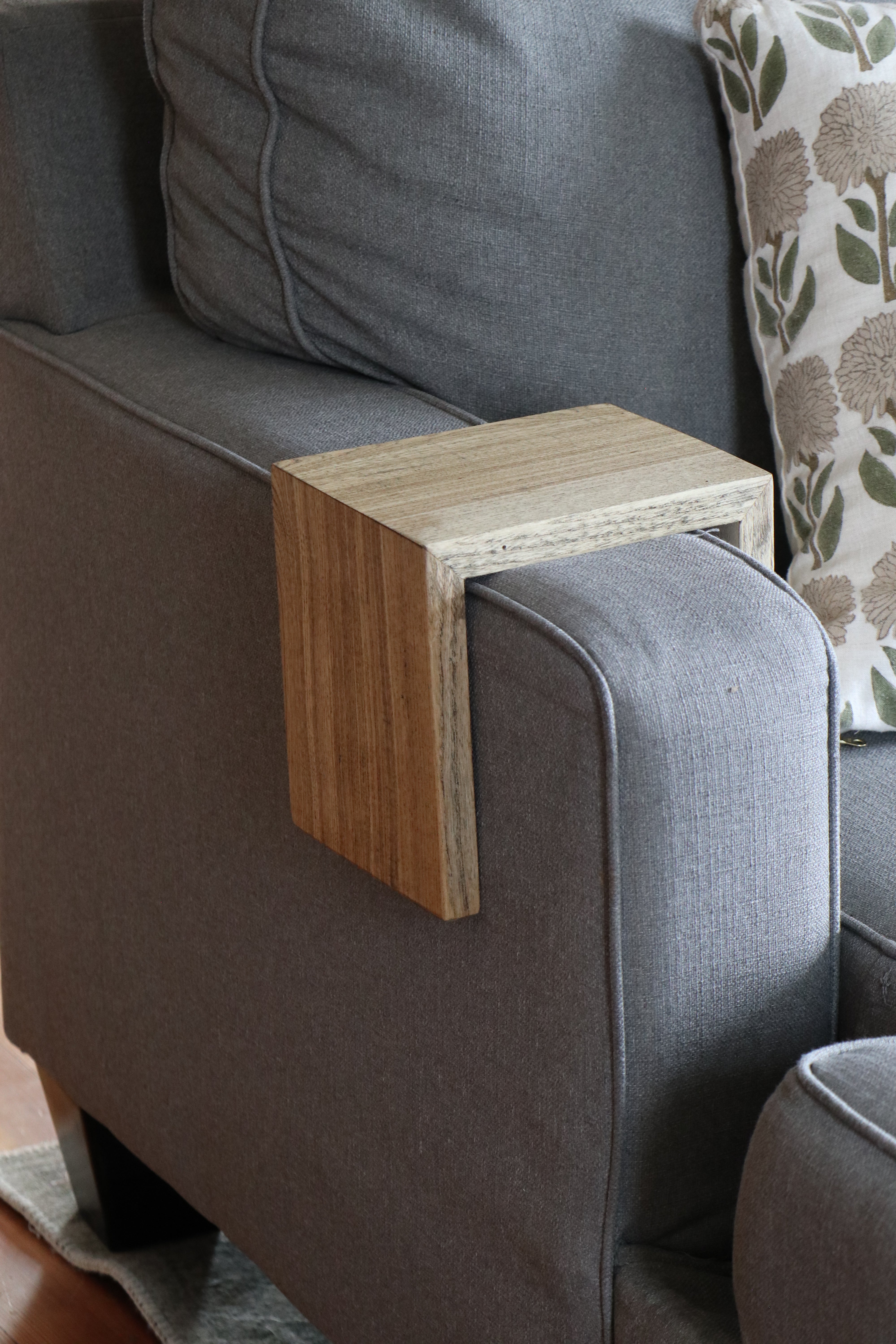 6" Hackberry Wood Armrest Table with walnut stain, Coffee Table, Living Room Table (in stock)