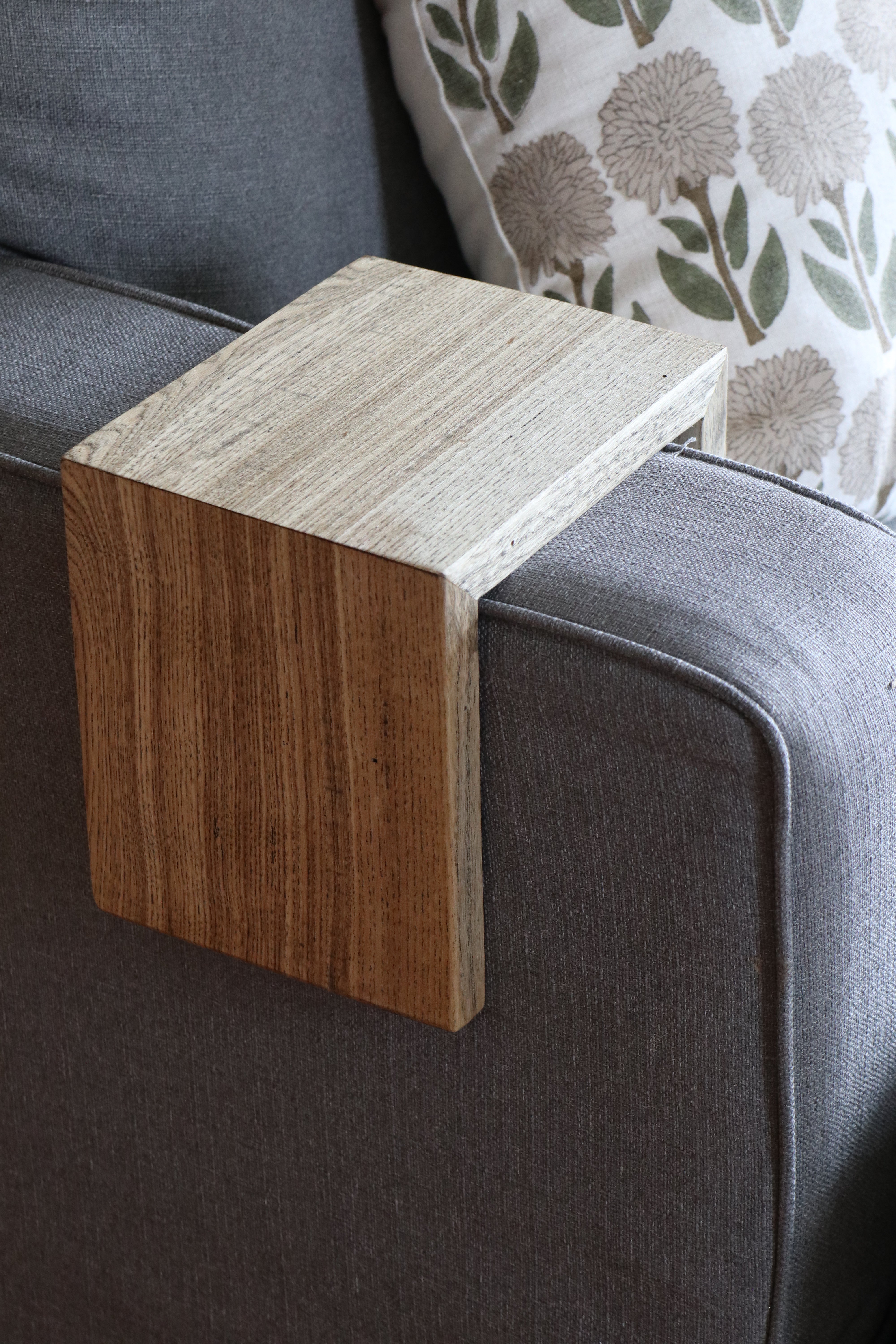 6" Hackberry Wood Armrest Table with walnut stain, Coffee Table, Living Room Table (in stock)