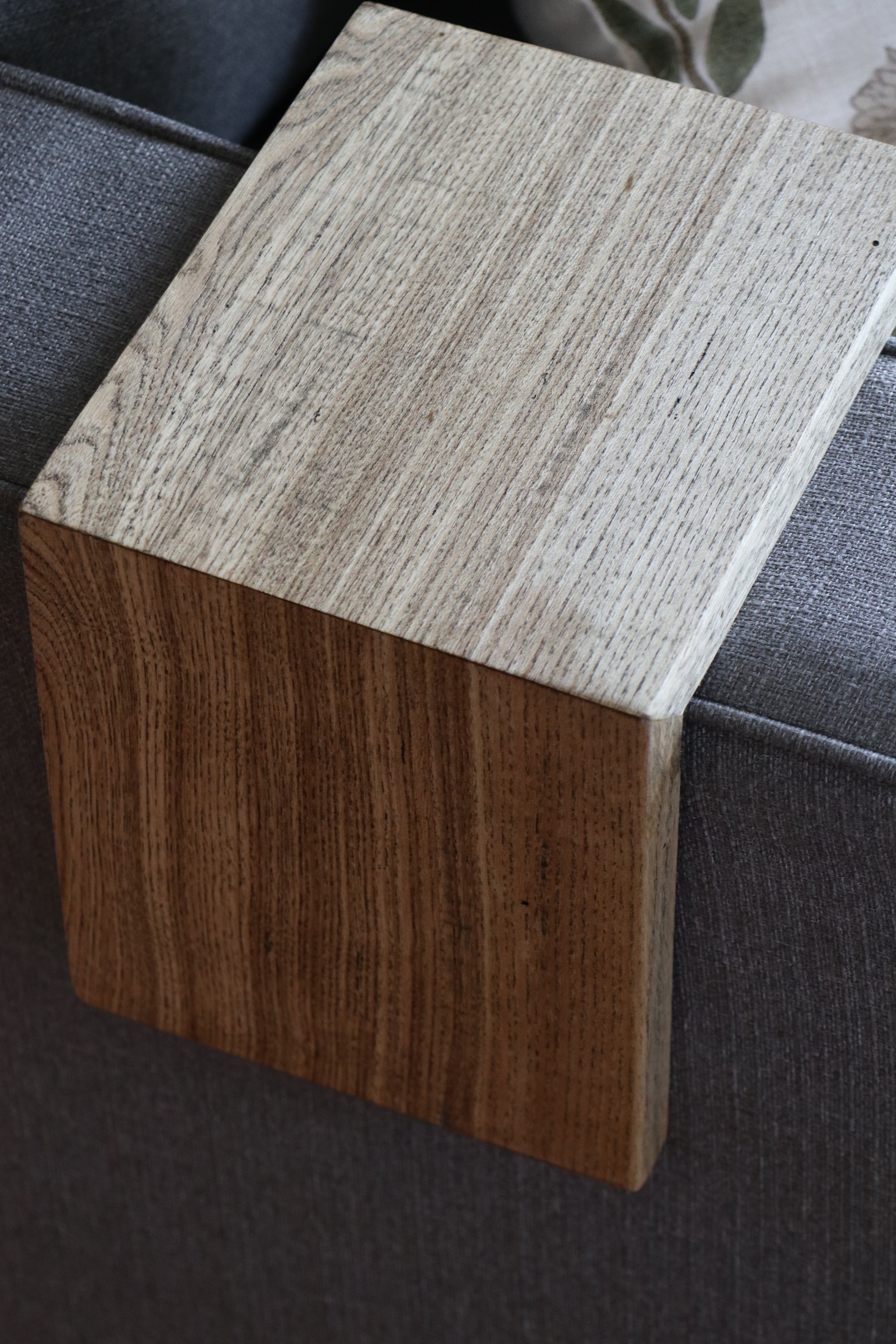6" Hackberry Wood Armrest Table with walnut stain, Coffee Table, Living Room Table (in stock)