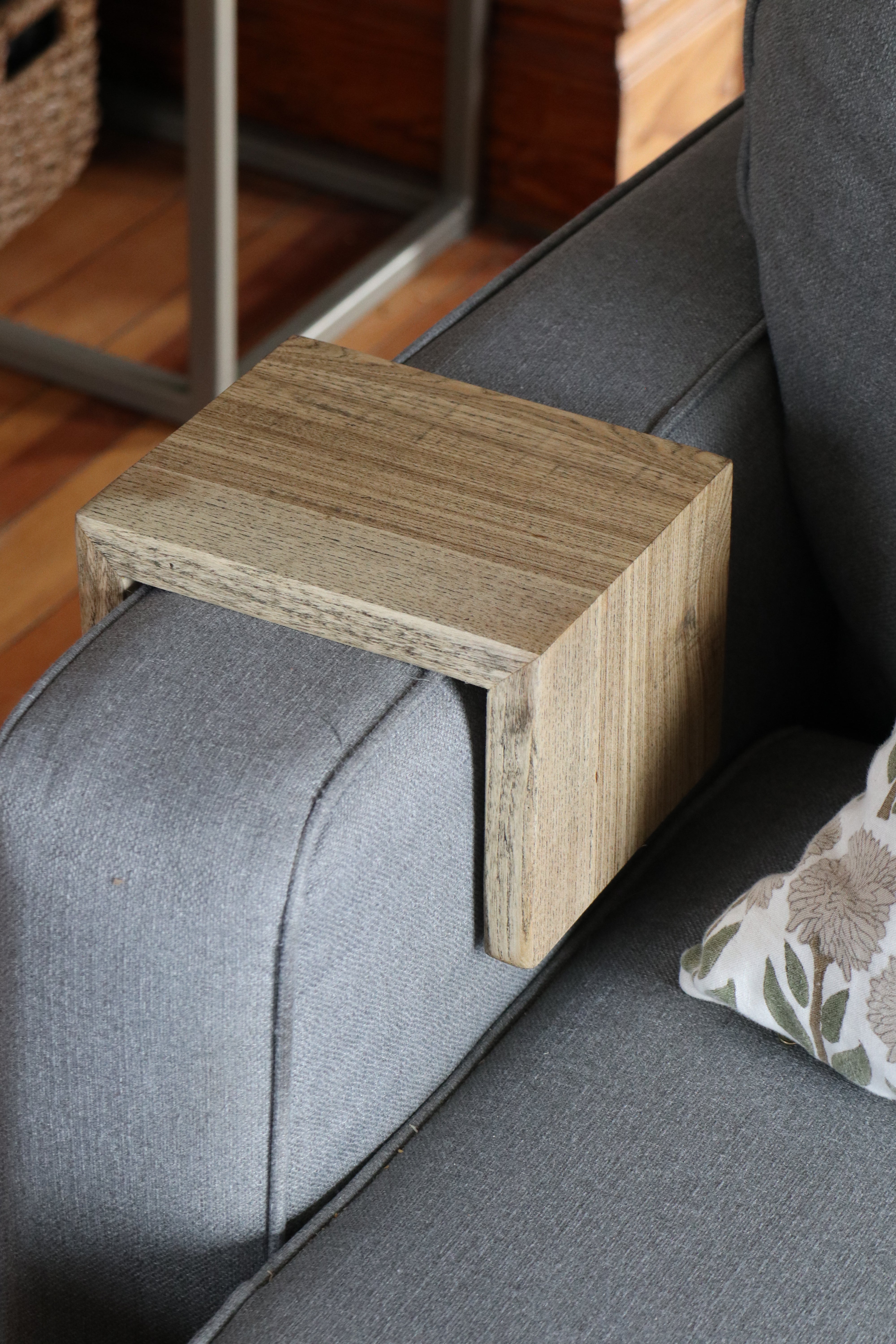 6" Hackberry Wood Armrest Table with walnut stain, Coffee Table, Living Room Table (in stock)