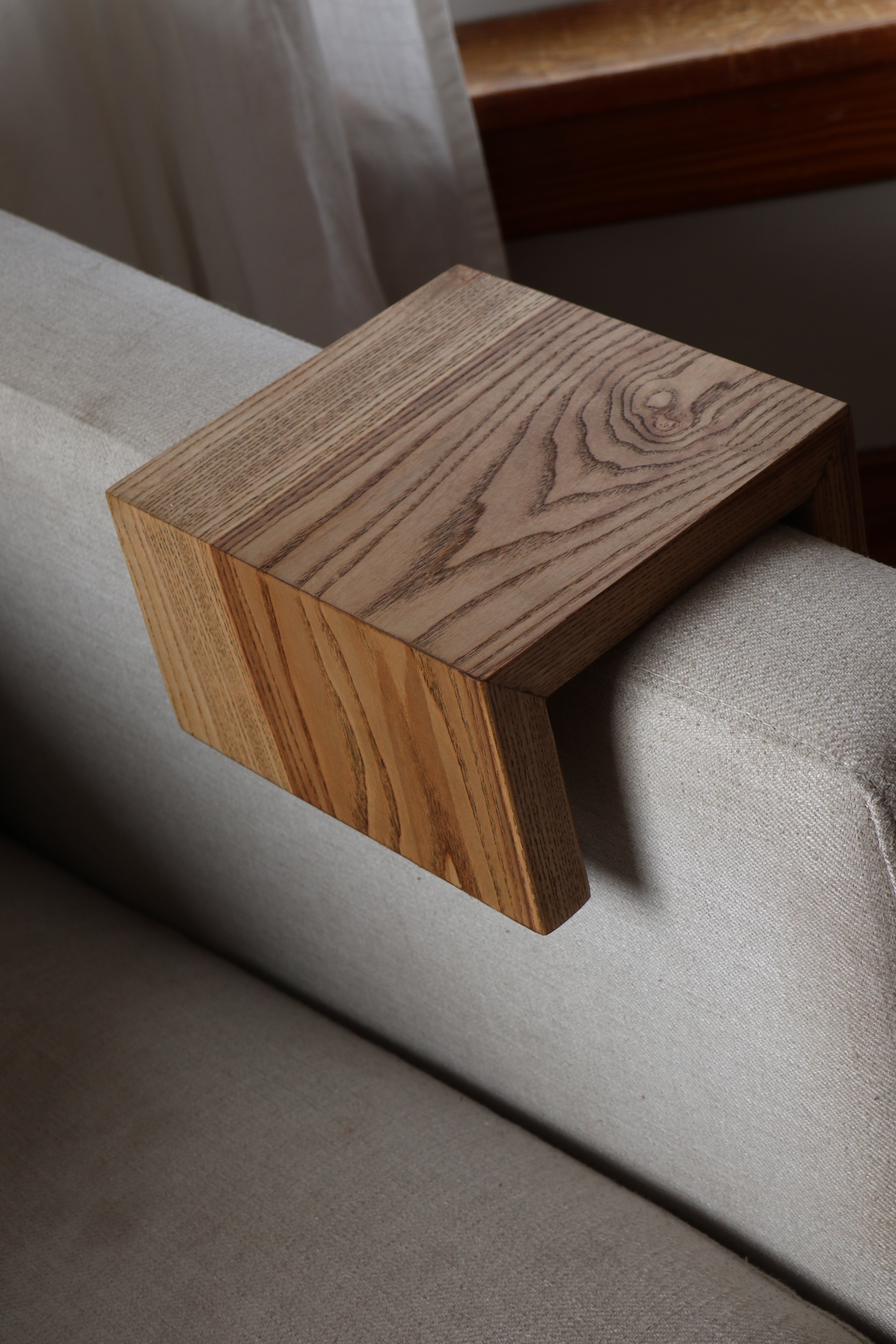 5" Ash Wood Armrest Table with walnut stain, Coffee Table, Living Room Table (in stock)