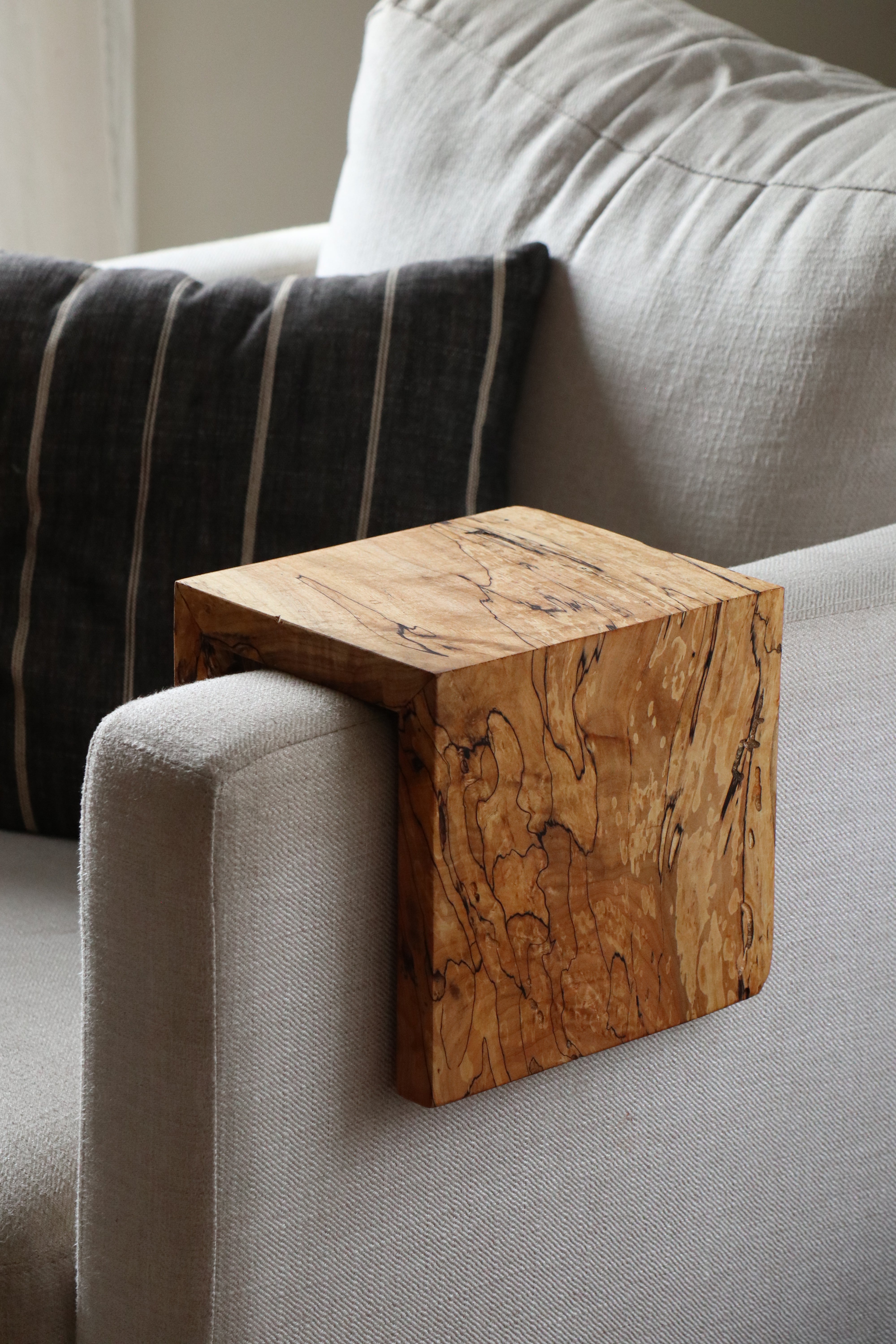 5" Spalted Maple Wood Armrest Table, Coffee Table, Living Room Table (in stock)