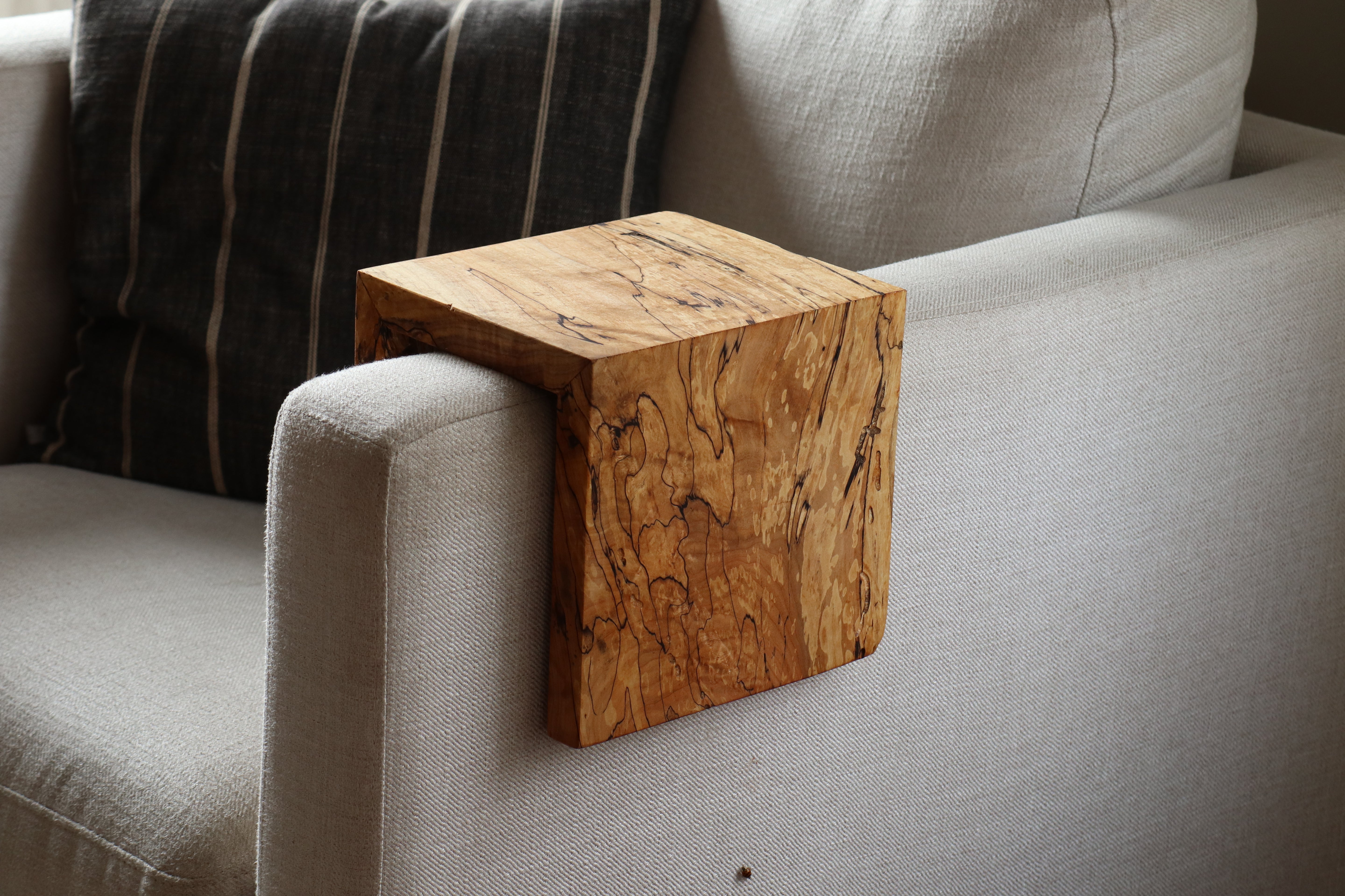 5" Spalted Maple Wood Armrest Table, Coffee Table, Living Room Table (in stock)