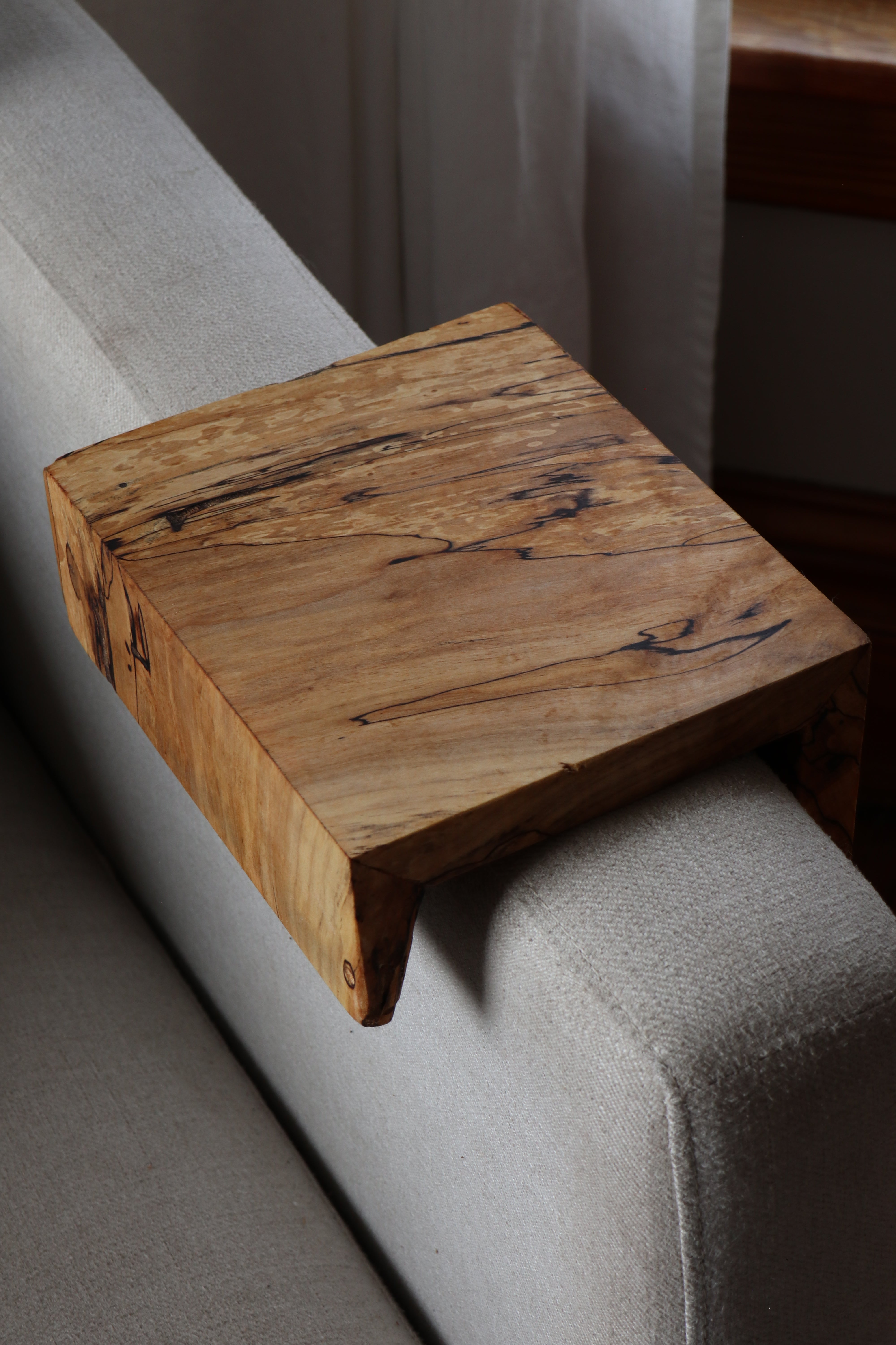 5" Spalted Maple Wood Armrest Table, Coffee Table, Living Room Table (in stock)