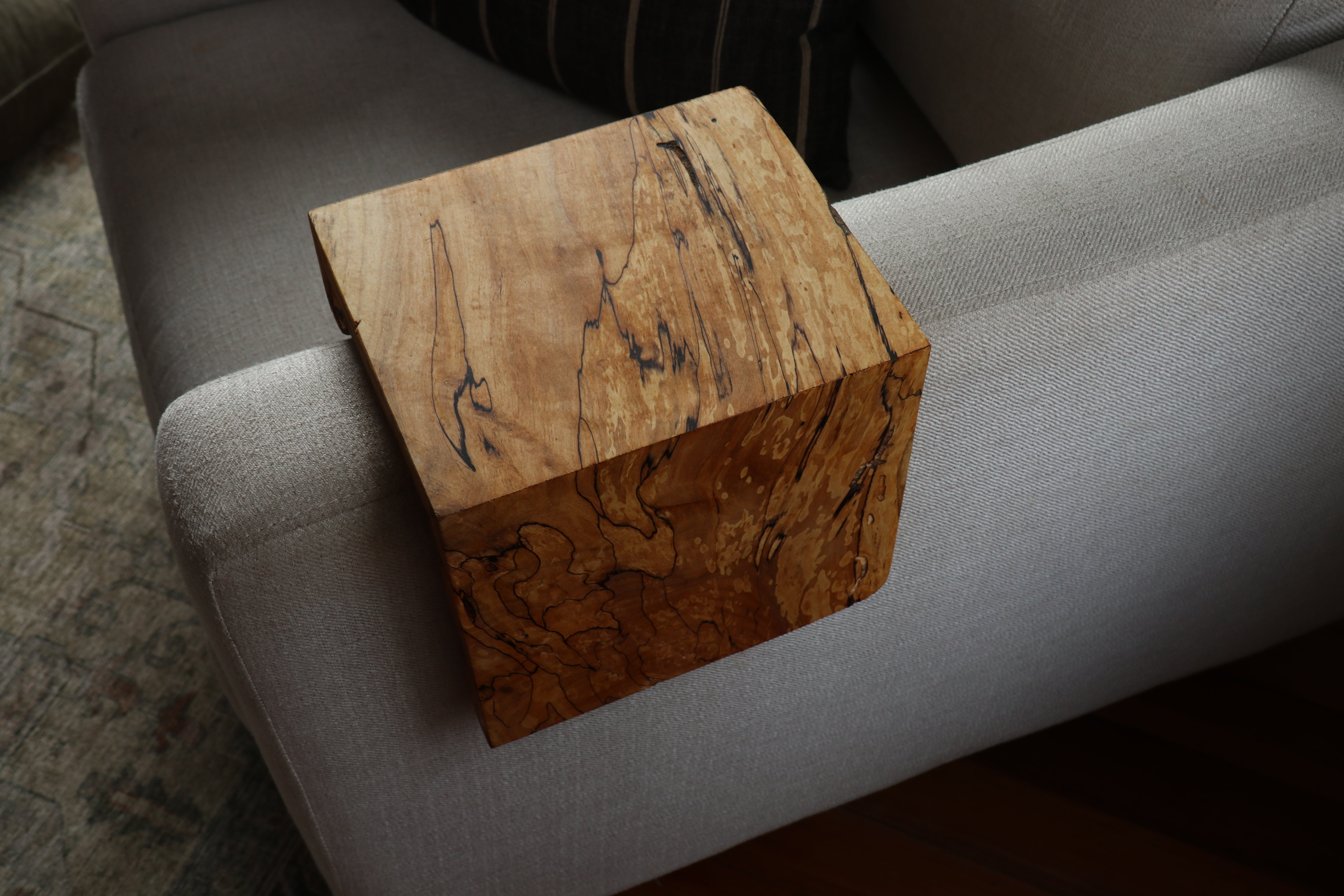 5" Spalted Maple Wood Armrest Table, Coffee Table, Living Room Table (in stock)