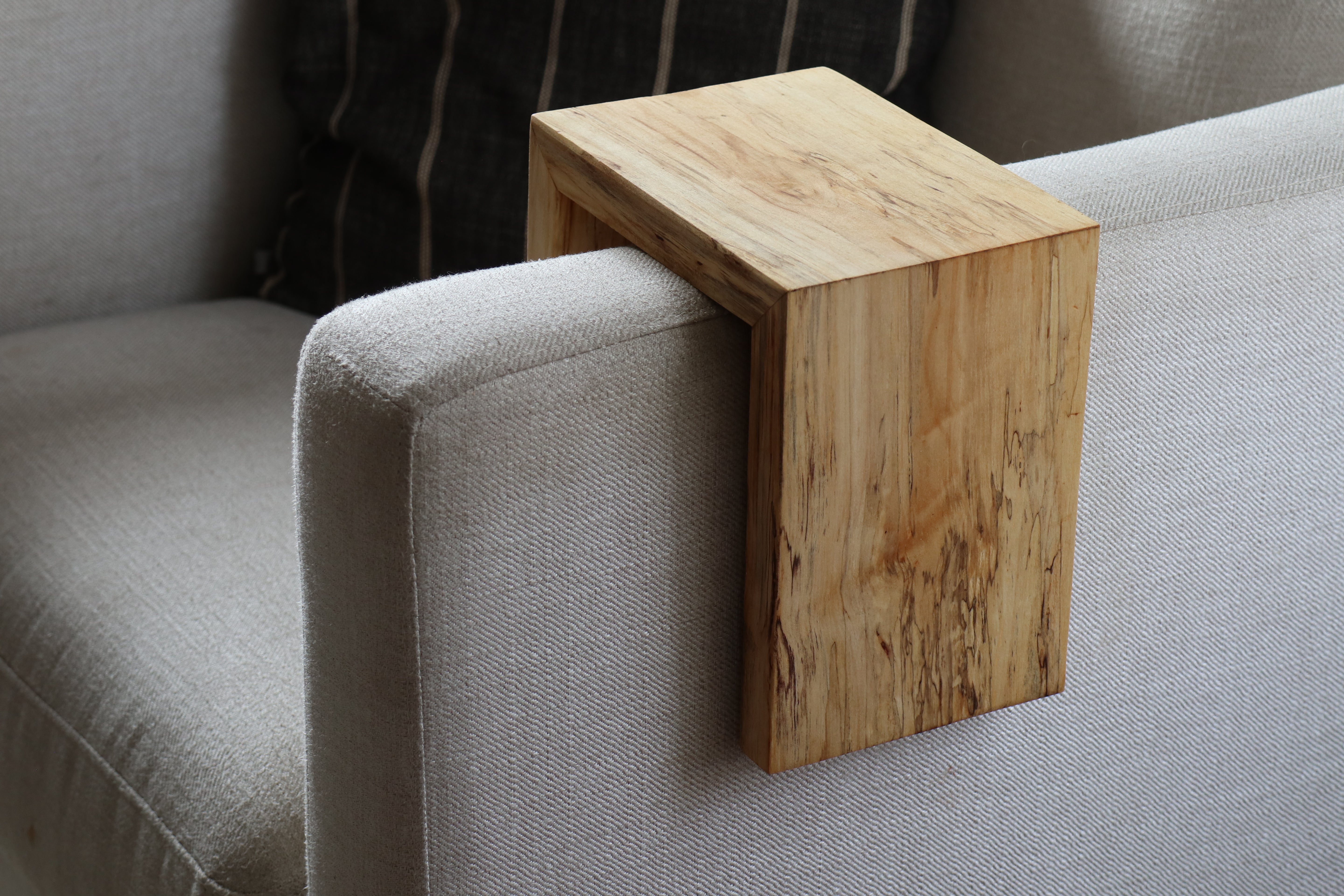 6" Spalted Maple Wood Armrest Table, Coffee Table, Living Room Table (in stock)