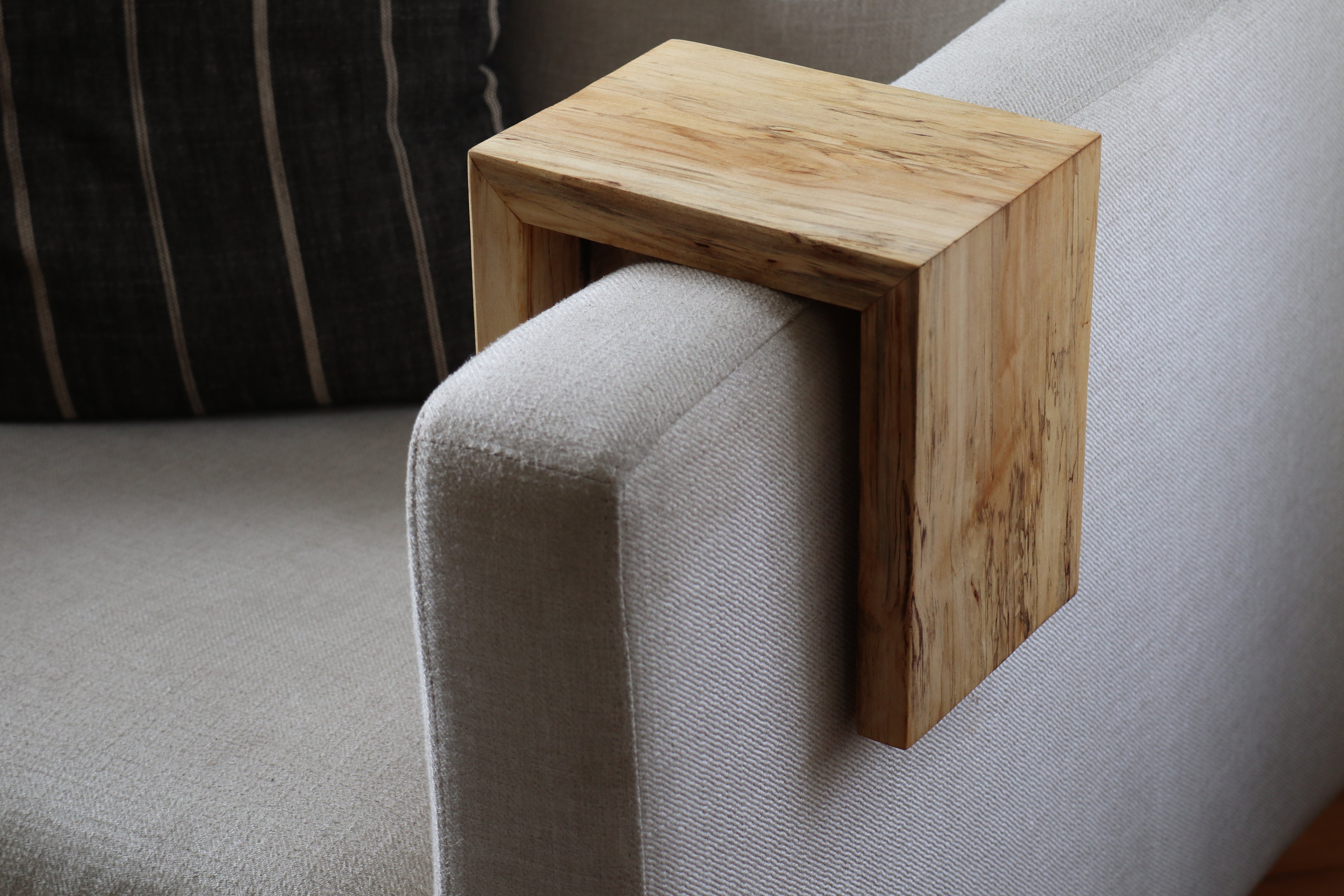 6" Spalted Maple Wood Armrest Table, Coffee Table, Living Room Table (in stock)