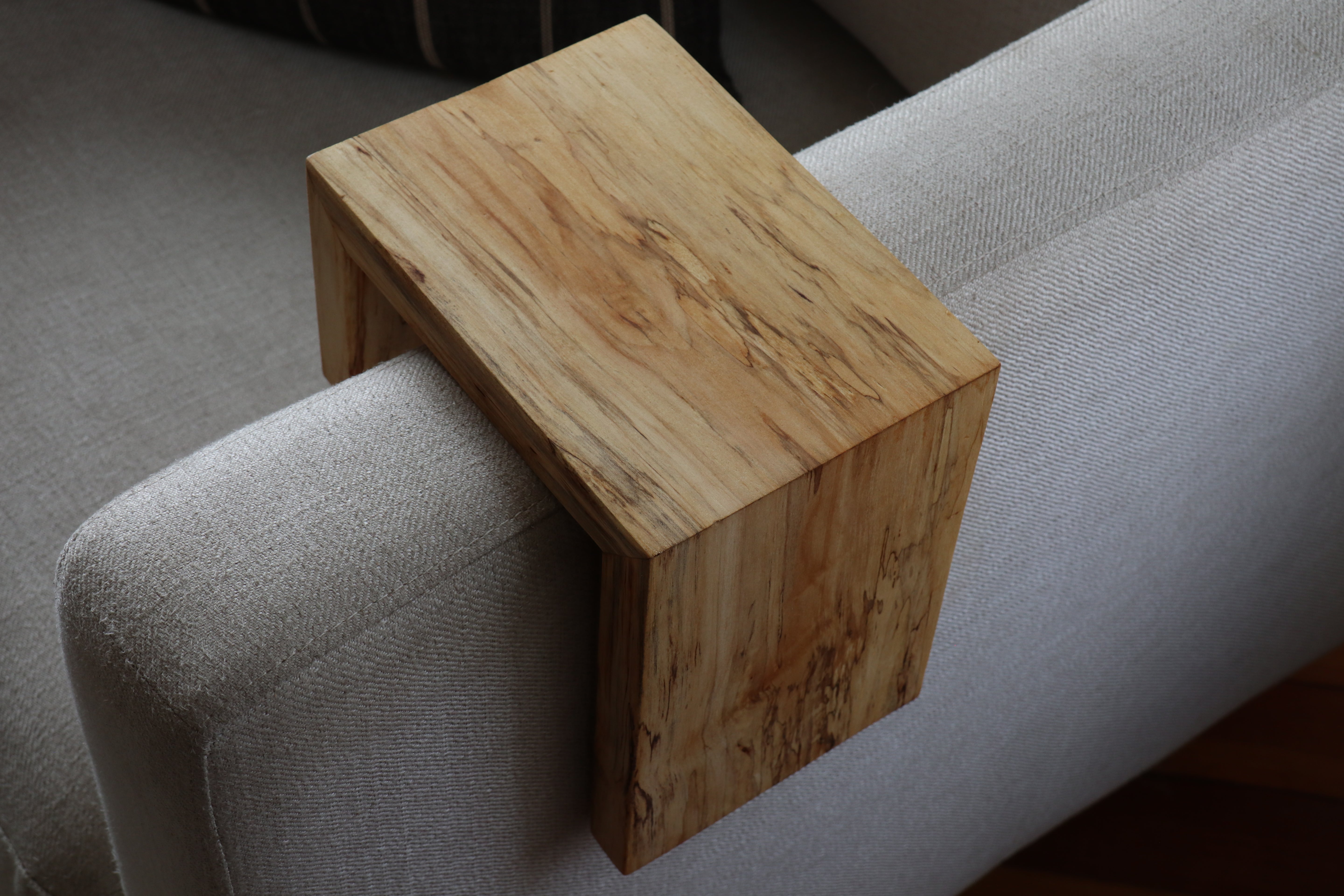6" Spalted Maple Wood Armrest Table, Coffee Table, Living Room Table (in stock)