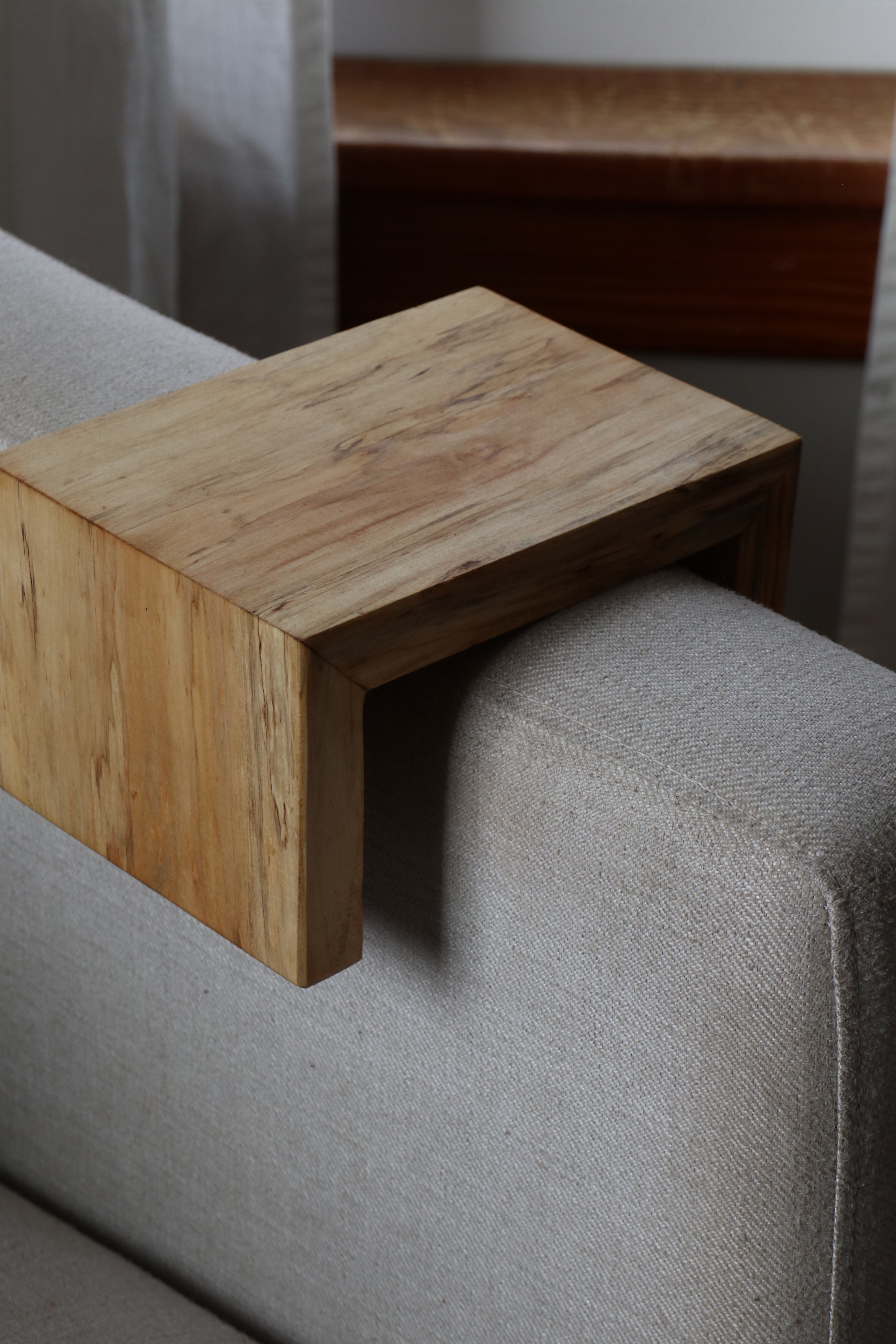 6" Spalted Maple Wood Armrest Table, Coffee Table, Living Room Table (in stock)