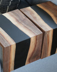 Live Edge Walnut Epoxy Black River Armrest Table