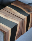 Live Edge Walnut Epoxy Black River Armrest Table