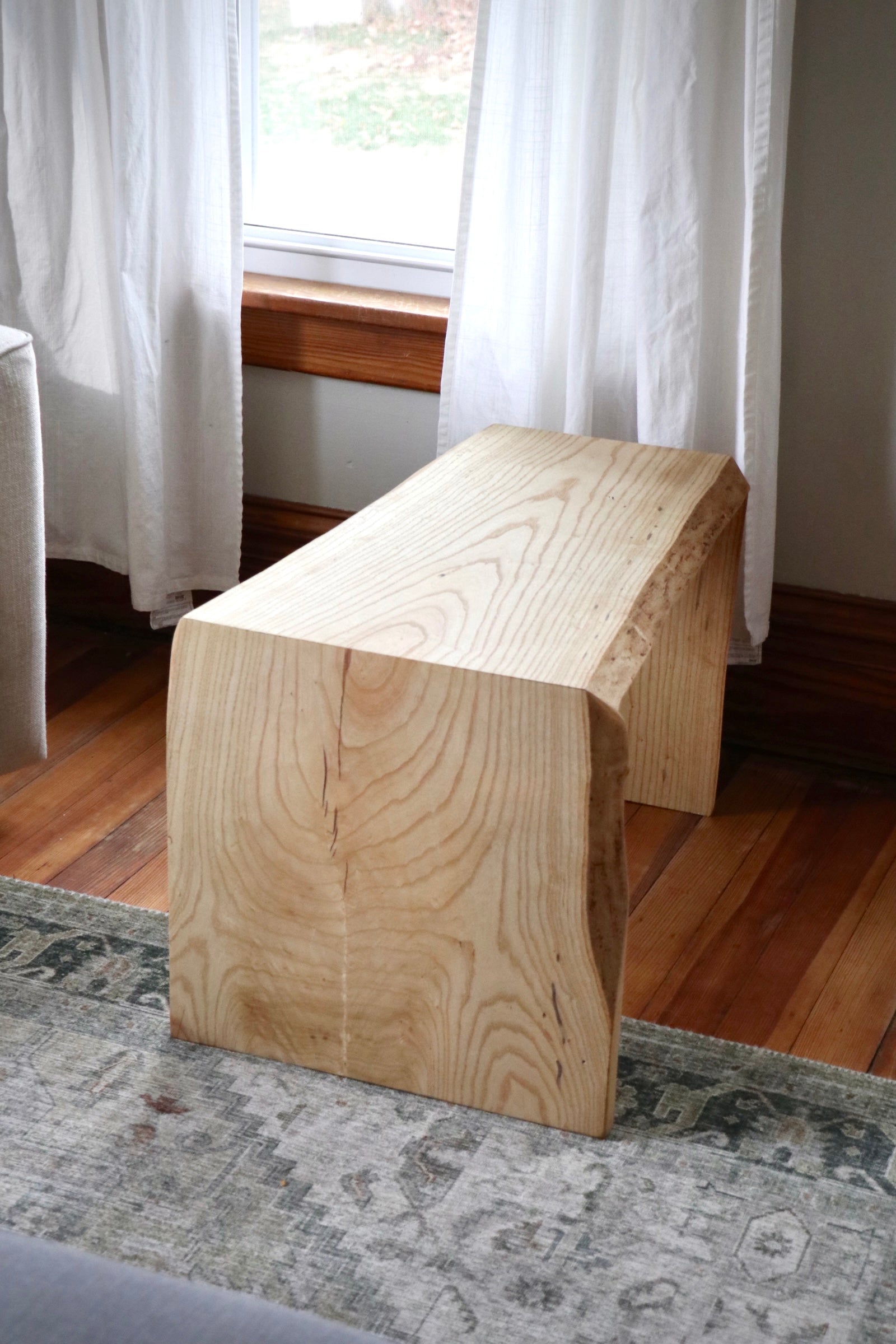 Ash Waterfall Ottoman Table, Hardwood coffee table