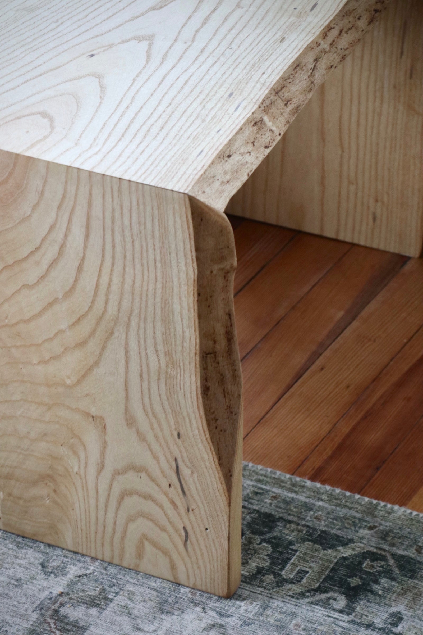 Ash Waterfall Ottoman Table, Hardwood coffee table