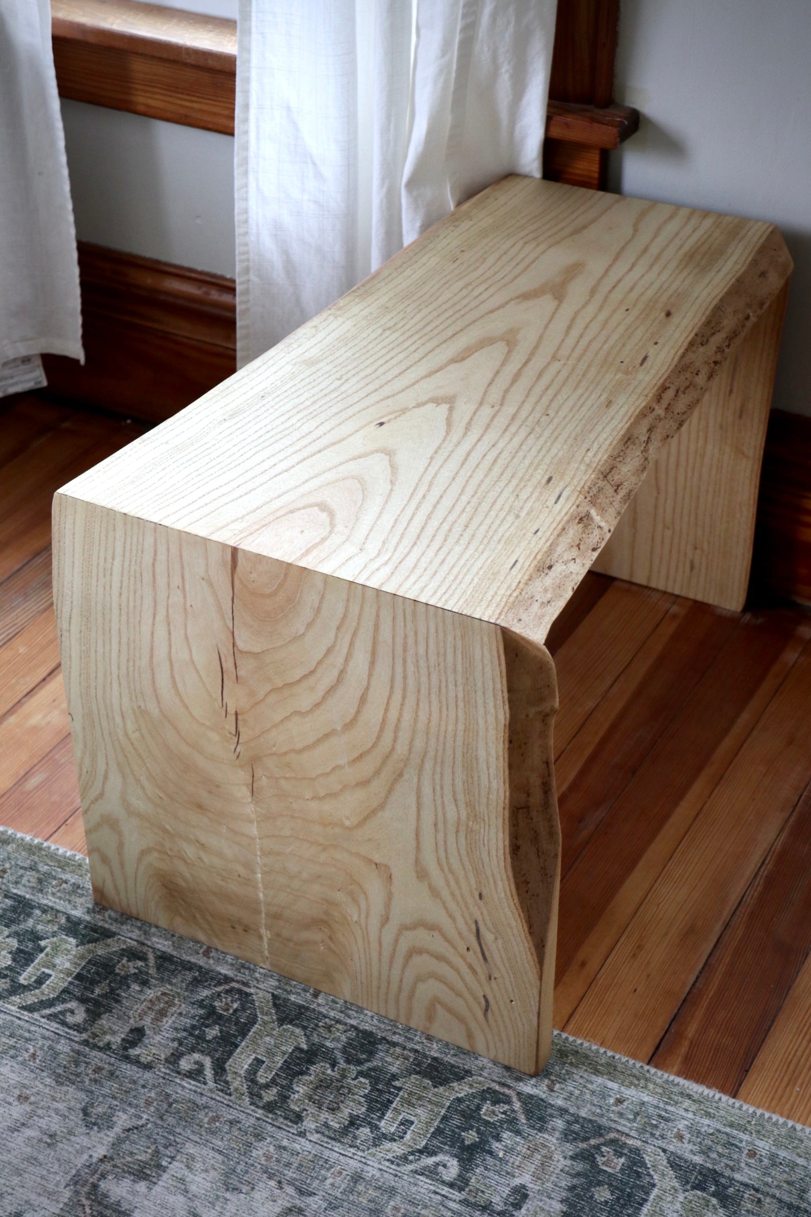 Ash Waterfall Ottoman Table, Hardwood coffee table