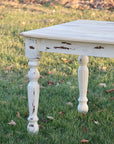 IN STOCK Spalted Maple Farmhouse Dining Table with White-Distressed Paint