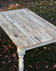 IN STOCK Spalted Maple Farmhouse Dining Table with White-Distressed Paint