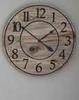 Large 26" Solid Wood Hackberry Wall Clock with walnut stain (in stock)