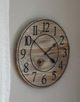 Large 26" Solid Wood Hackberry Wall Clock with walnut stain (in stock)