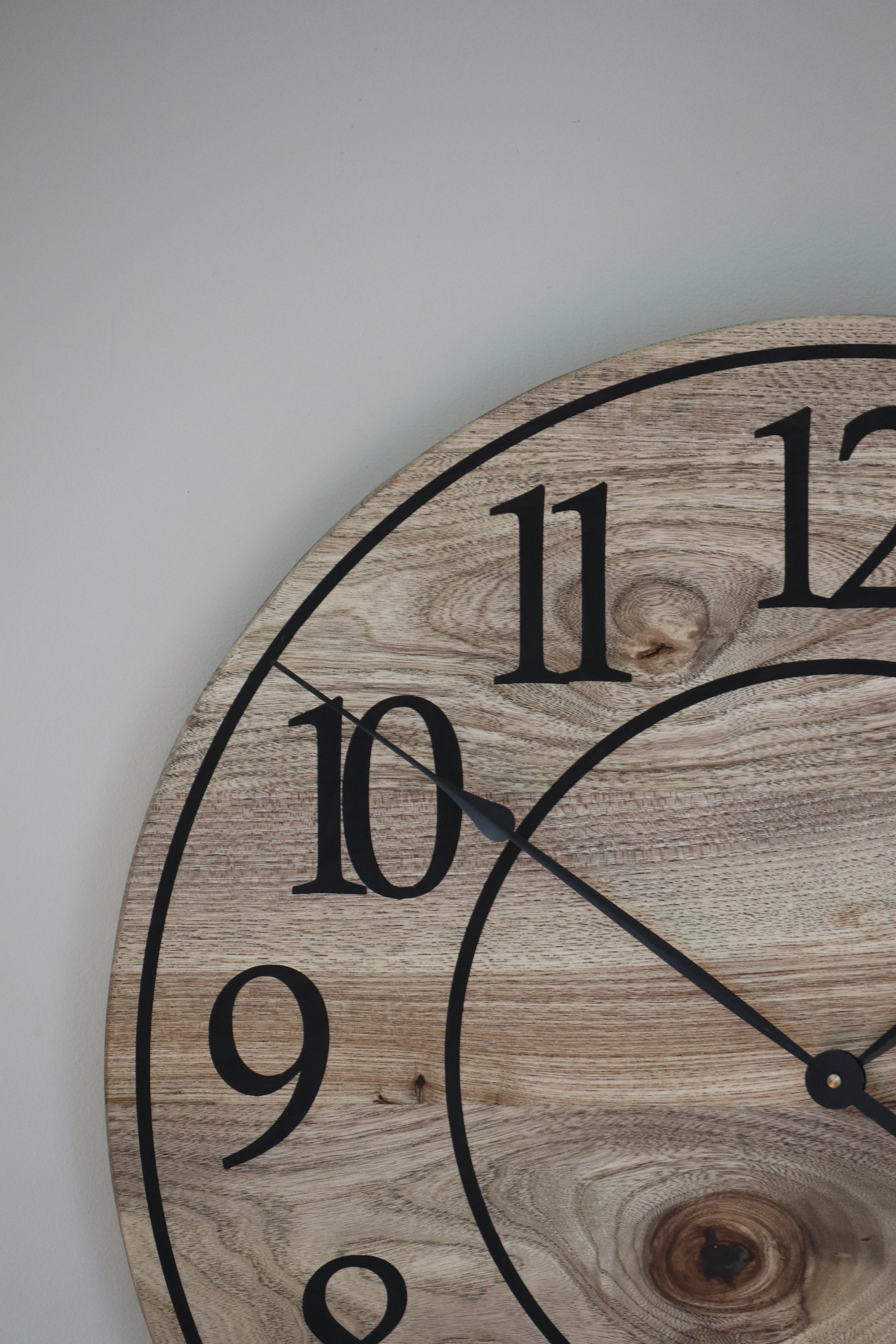 Large 26" Solid Wood Hackberry Wall Clock with walnut stain (in stock)