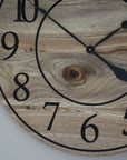 Large 26" Solid Wood Hackberry Wall Clock with walnut stain (in stock)