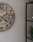 Large 26" Solid Wood Hackberry Wall Clock with walnut stain (in stock)