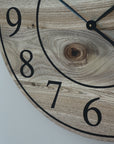 Large 26" Solid Wood Hackberry Wall Clock with walnut stain (in stock)