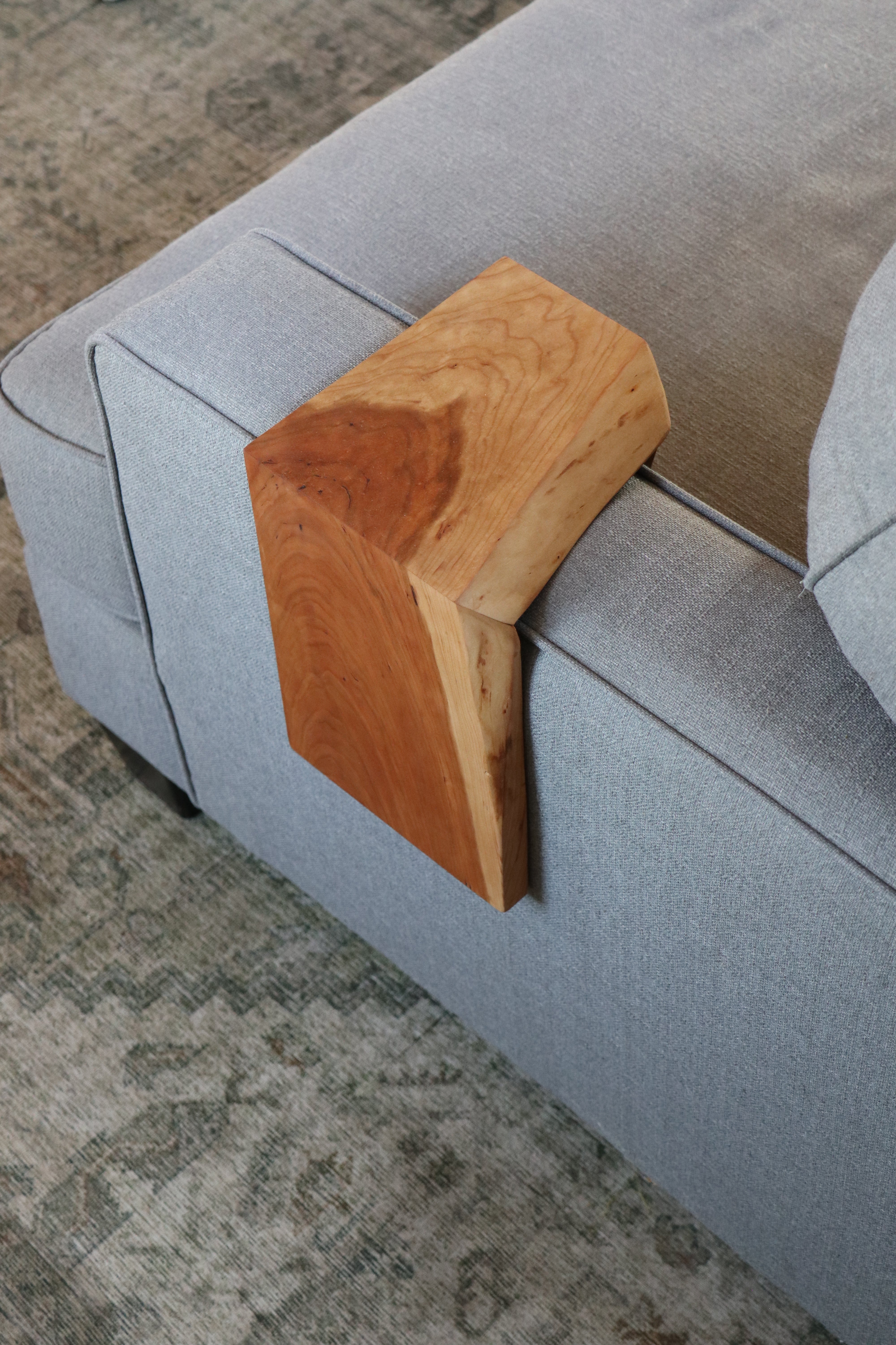 6.25" Solid Cherry Wood Sofa Armrest Table (in stock)